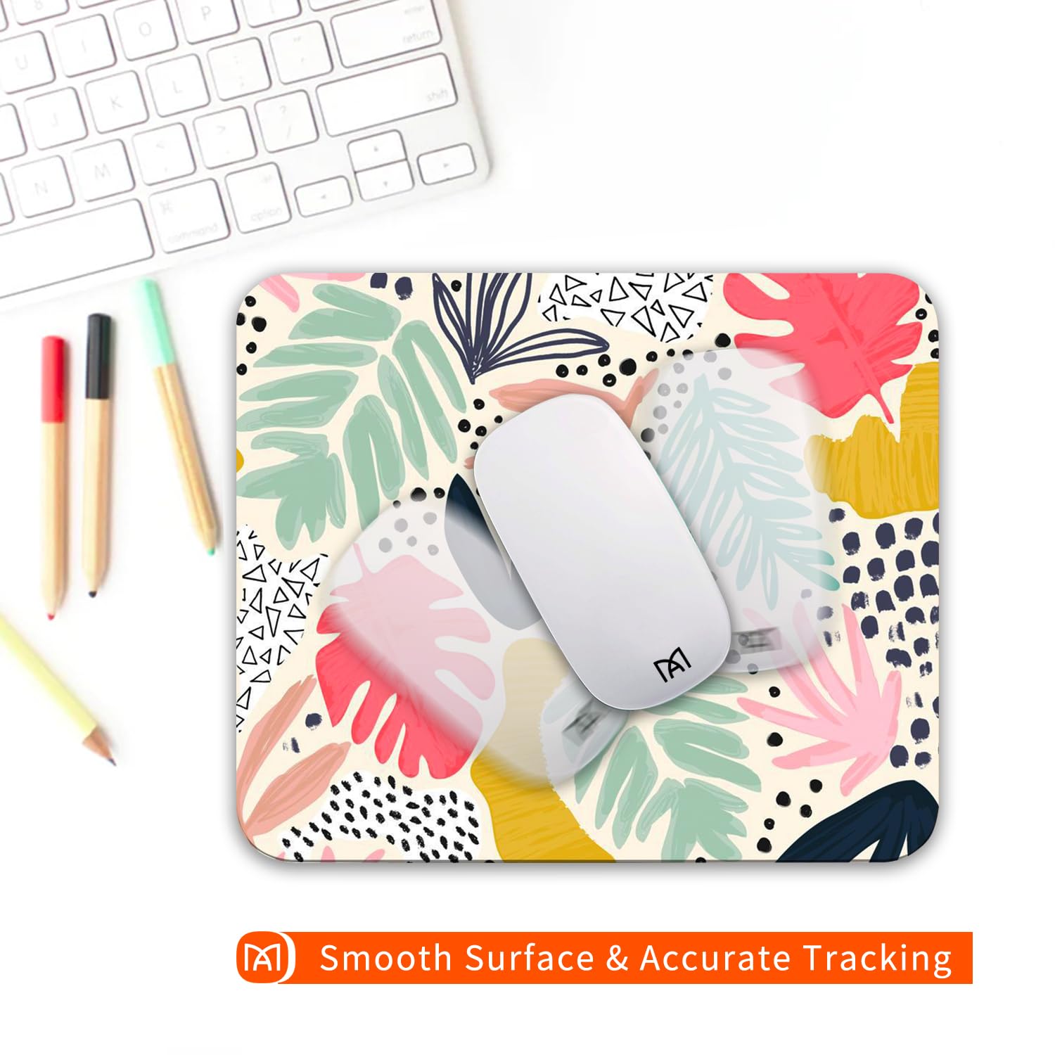 Premium Tropical Plants Square Mouse Pad - Custom Textured Design, Washable Lycra Cloth with Non-Slip Rubber Base for Wireless Mouse - Perfect for Office, Gaming & Home Workspace
