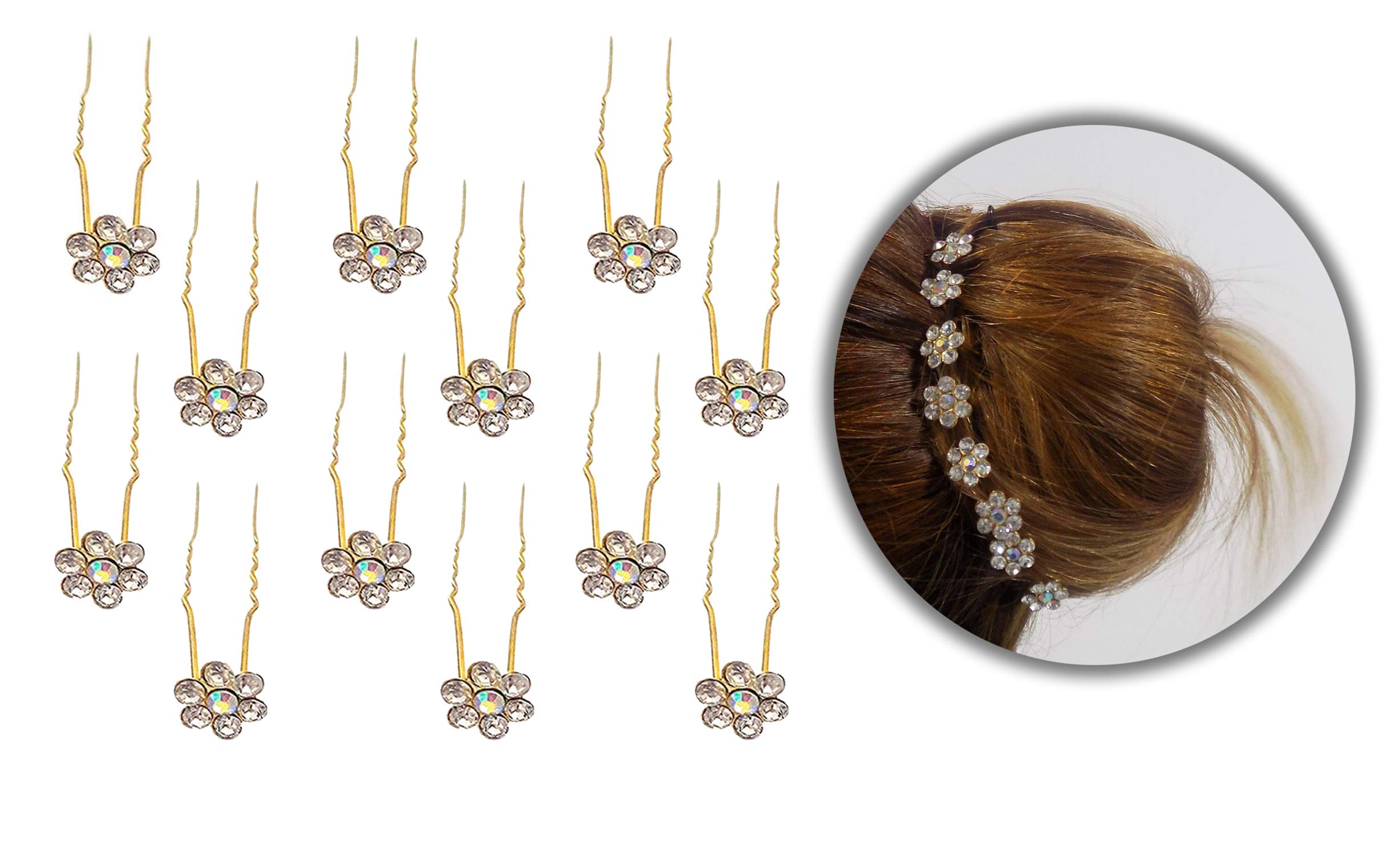 Elegant Juda Pins for Bun Decoration - 12Pcs Golden Hair Pins Set for Women and Girls - Perfect for Weddings, Parties and Special Occasions - 15 Grams Pack of 1