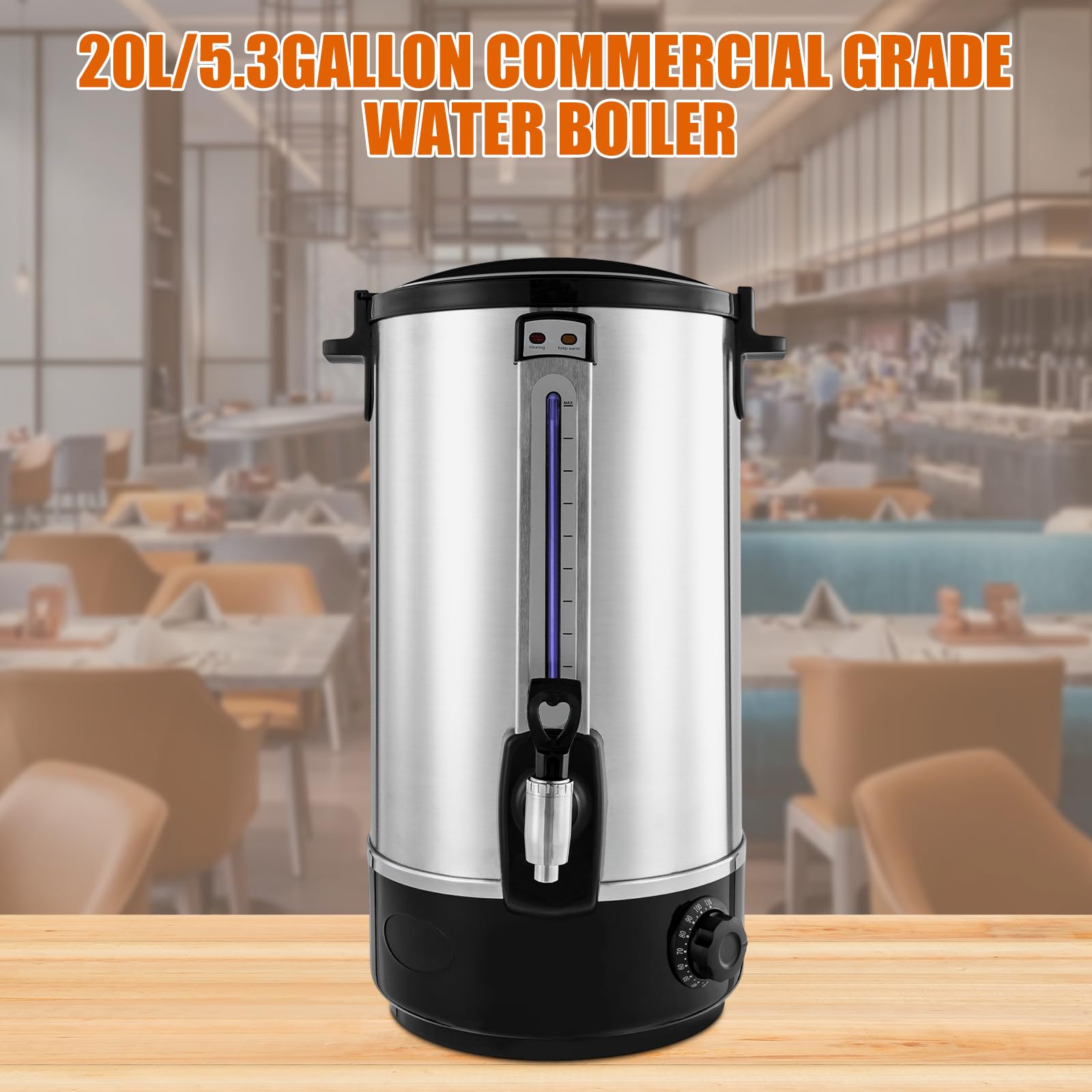 20L Commercial Electric Water Boiler with Spigot - Large Capacity Hot Water Dispenser for Coffee Shops, Milk Tea Stores, Restaurants & Office Break Rooms - Perfect for Making Coffee, Tea, Soups & Instant Meals