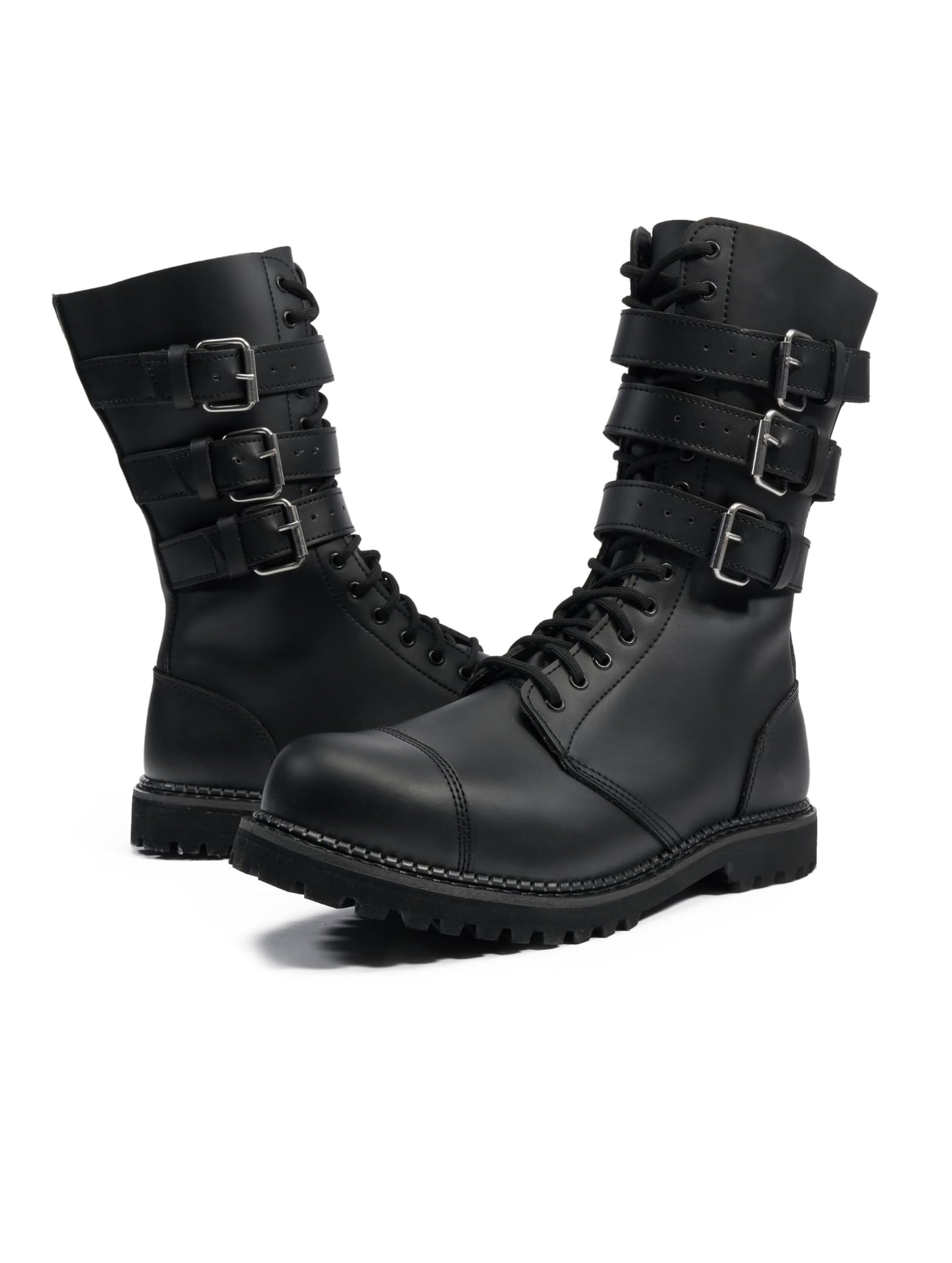 Men's Phantom Boots with 3 Buckles - Black, Size 45 | Waterproof Winter Boots for Hiking, Work & Outdoor Activities