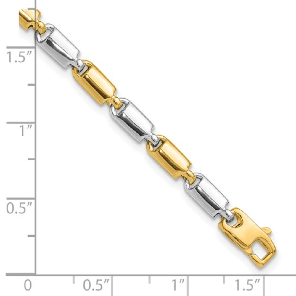 14K Two-Tone Gold Fancy Rectangular Link Bracelet for Women - Elegant Stackable Jewelry Gift for Birthday, Anniversary & Special Occasions