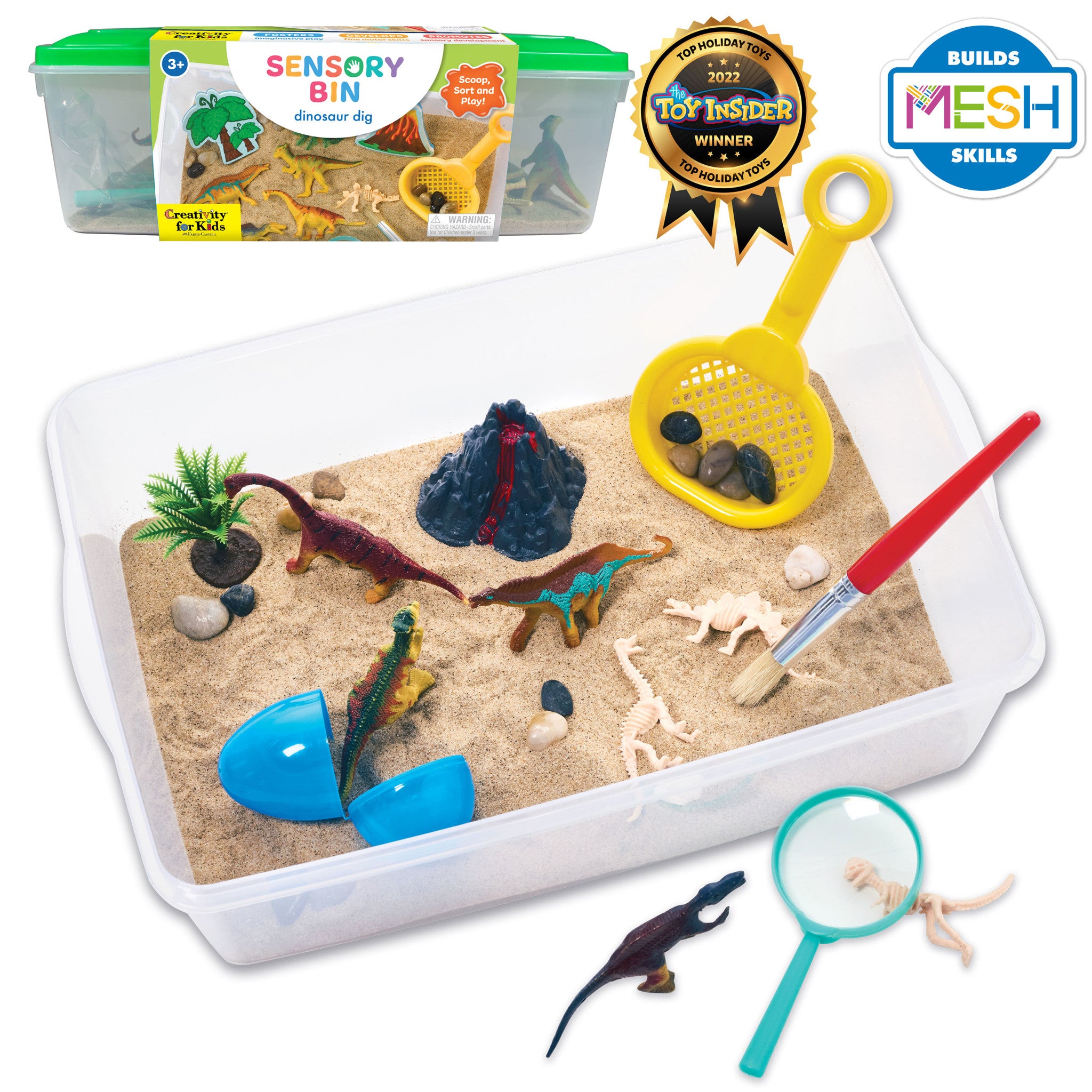 Dinosaur Dig Sensory Bin for Kids - Excavation Toy Set with 10 Dino Figures & Tools - STEM Learning Activity for Toddlers & Preschoolers - Perfect for Birthday Gifts & Classroom Play (#6283000)