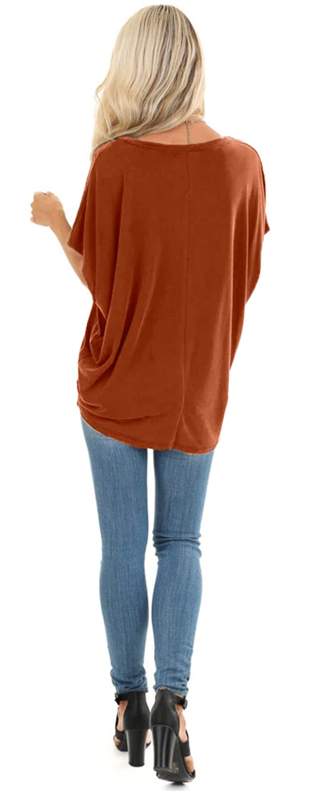 Women's Summer Dolman Sleeve V-Neck Casual T-Shirt - Breathable Comfort Top for Everyday Wear, Beach Outings & Weekend Relaxation