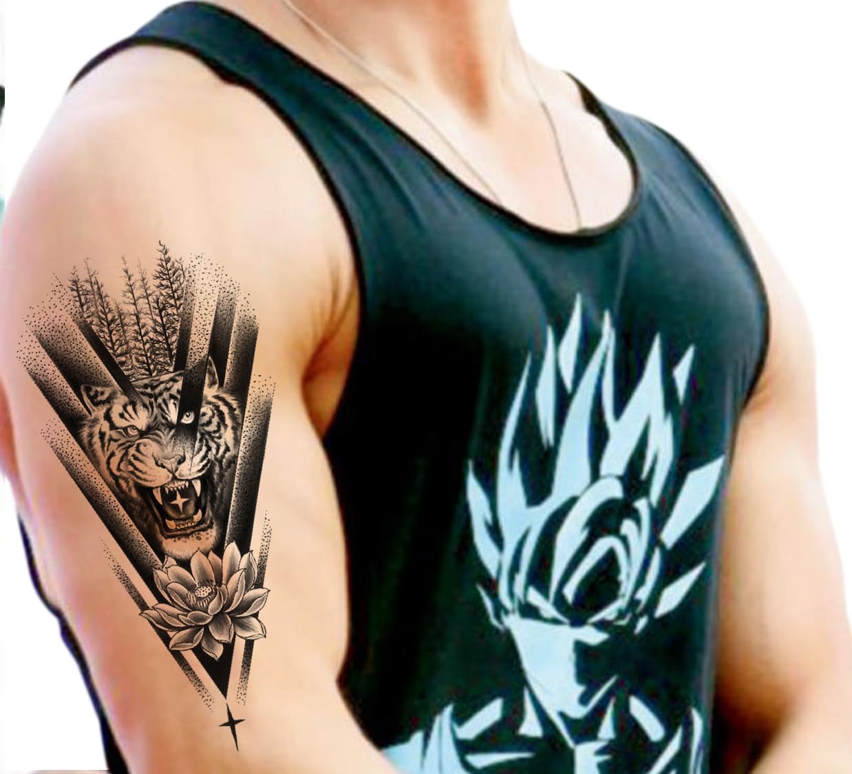Waterproof Temporary Tattoo Stickers for Men & Women - 3D Realistic Flowers, Butterflies, Stars, Angels, Wolves & Armband Designs (21x12cm) | Perfect for Parties, Festivals, Cosplay & Body Art