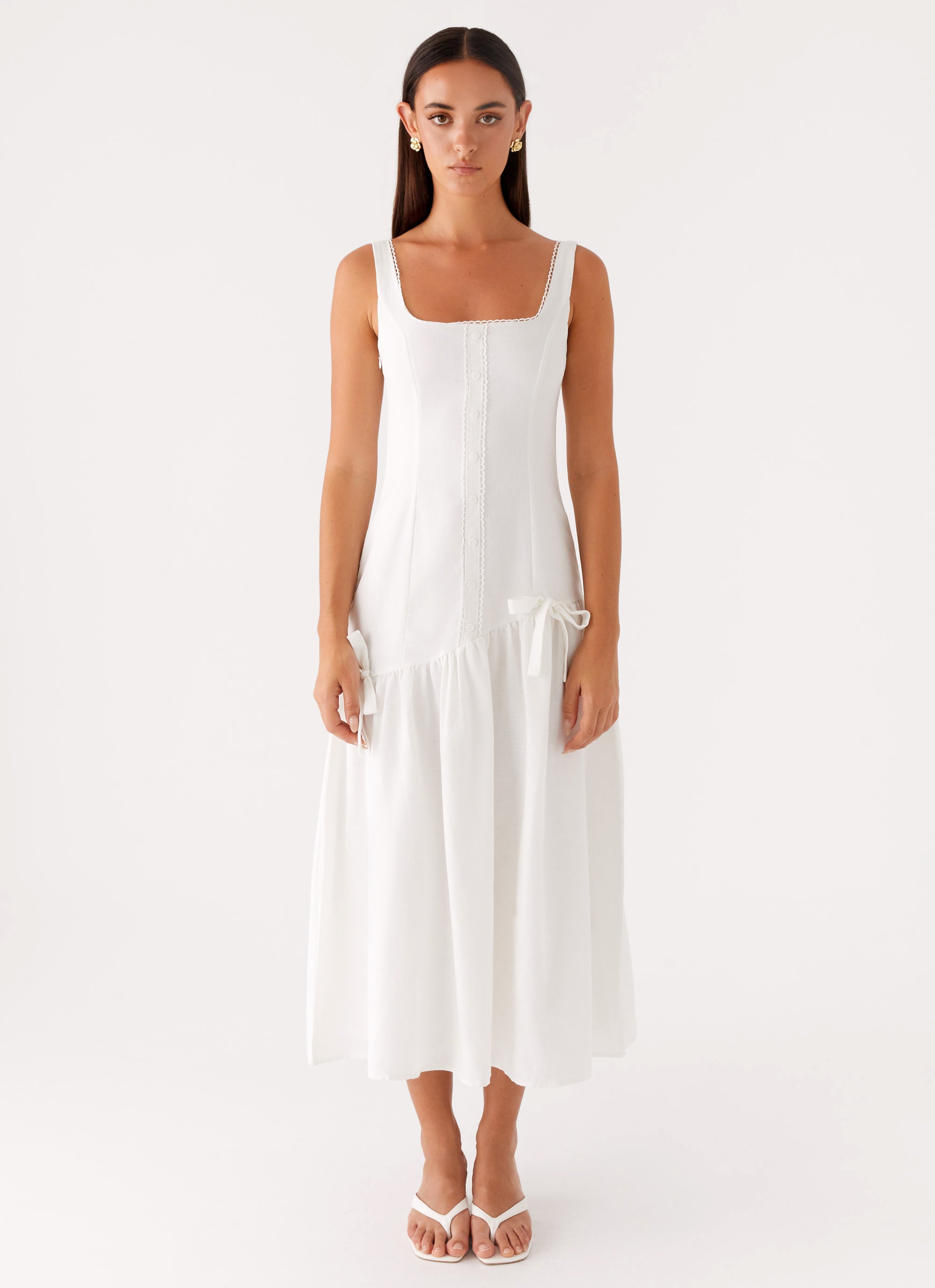 Esmerelda Midi Dress - Elegant White Flowy Summer Dress for Women | Perfect for Weddings, Parties & Beach Vacations