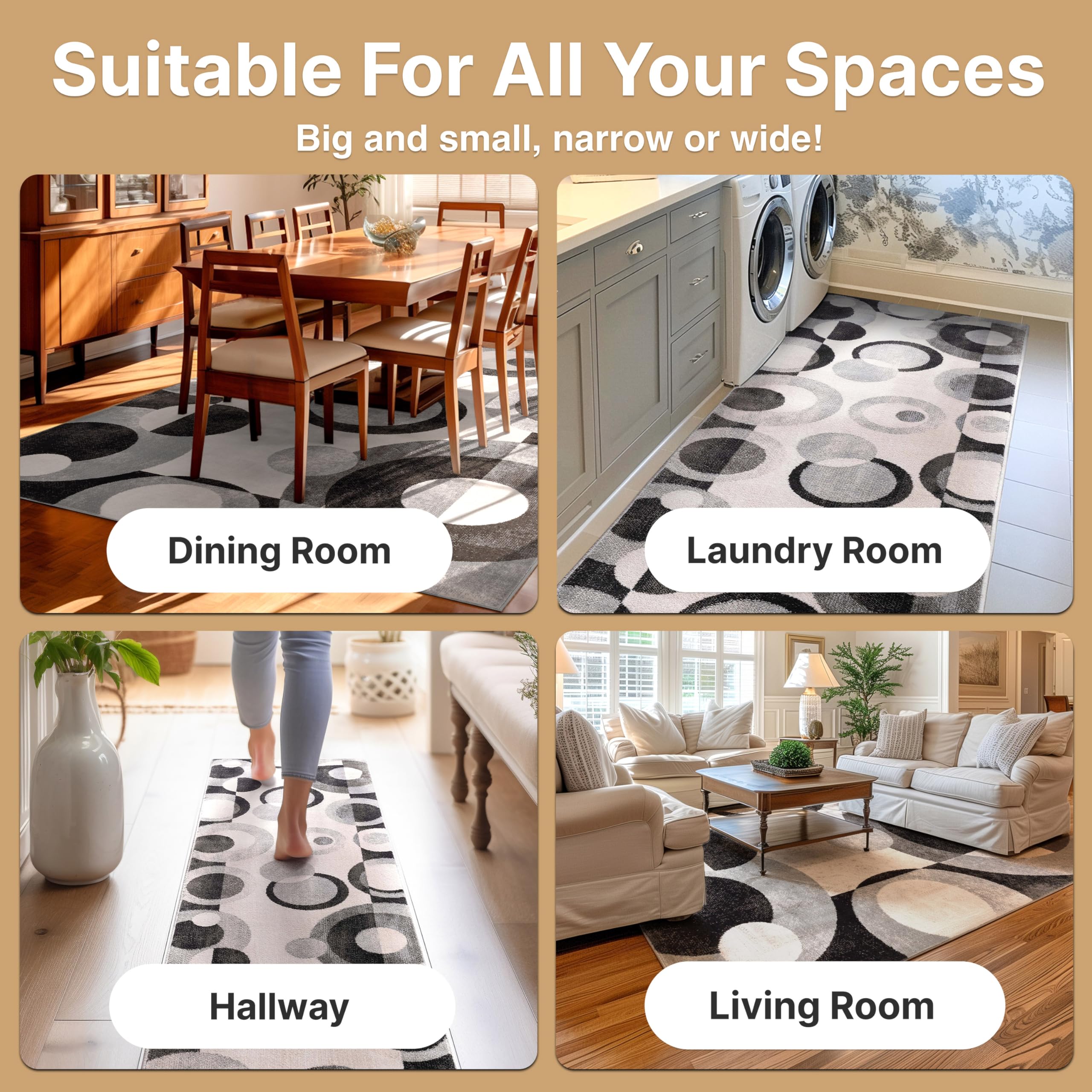 Well Woven Barclay Collection Avi Grey Black 5x7 Area Rug - Soft Non-Slip Modern Design for Living Room, Bedroom, Dining Room & Home Decor | Perfect for High Traffic Areas, Pet-Friendly & Easy to Clean
