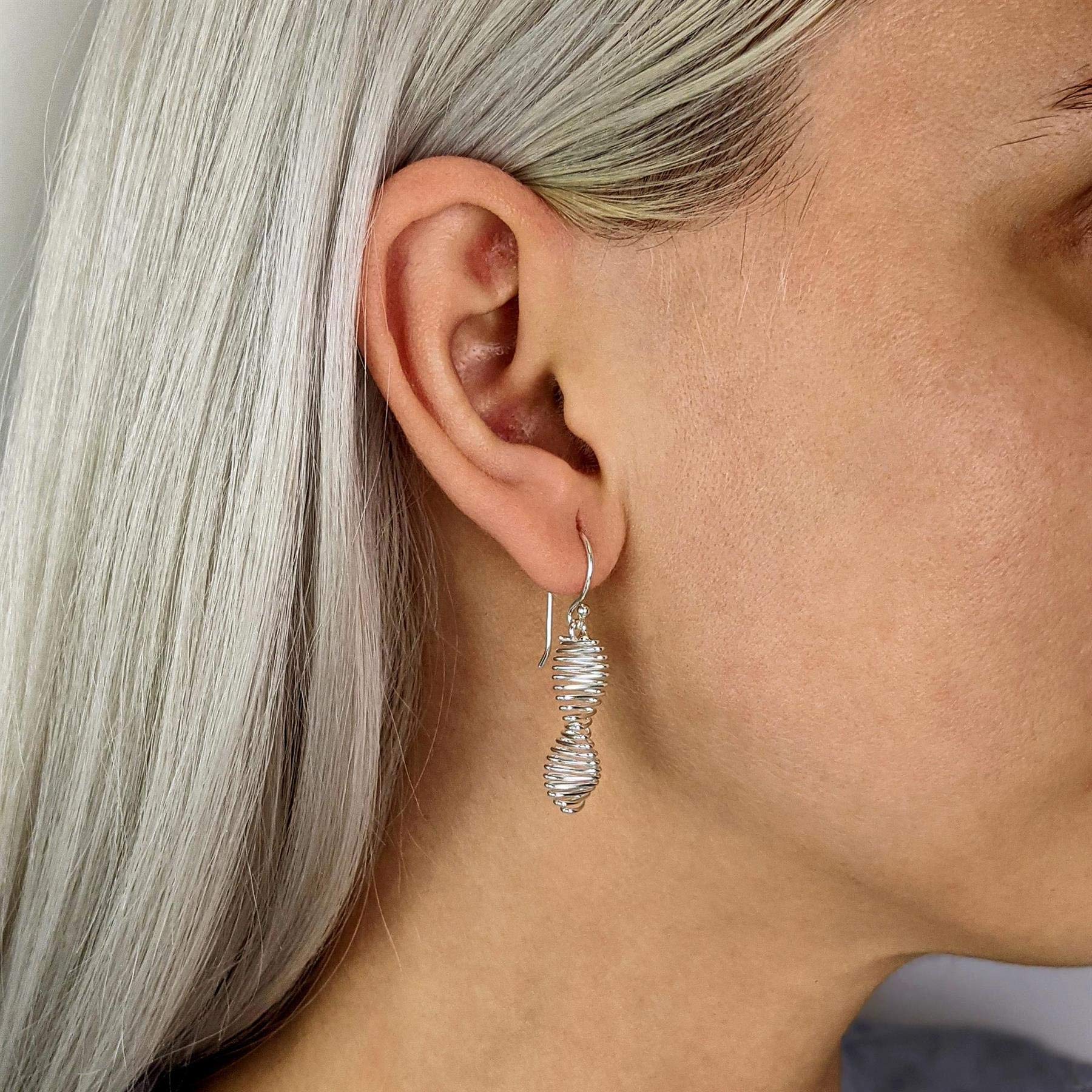 925 Sterling Silver Spiral Twist Helix DNA Dangle Earrings for Women | Hypoallergenic Fashion Jewelry Gift | Perfect for Parties, Weddings & Date Nights