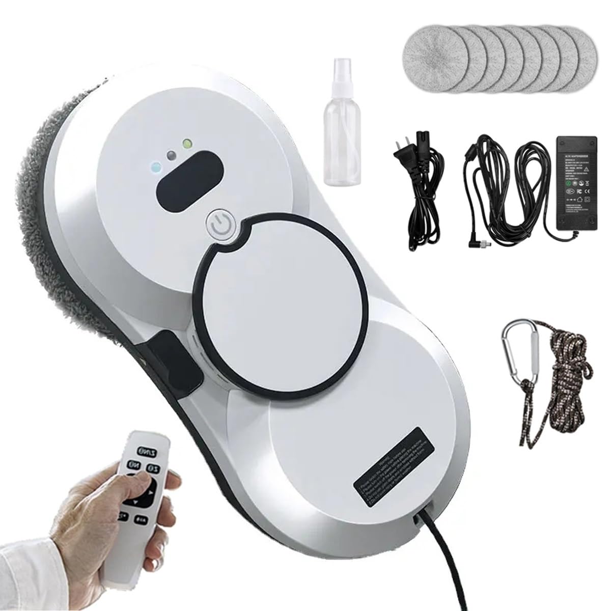 Smart Glass Cleaning Robot - 5600Pa Powerful Suction Window Cleaner with Auto Edge Detection & Power Outage Protection - Ideal for High-Rise Indoor/Outdoor Windows (White) - Perfect for Skyscraper Offices, Home Balcony Glass & Hard-to-Reach Windows