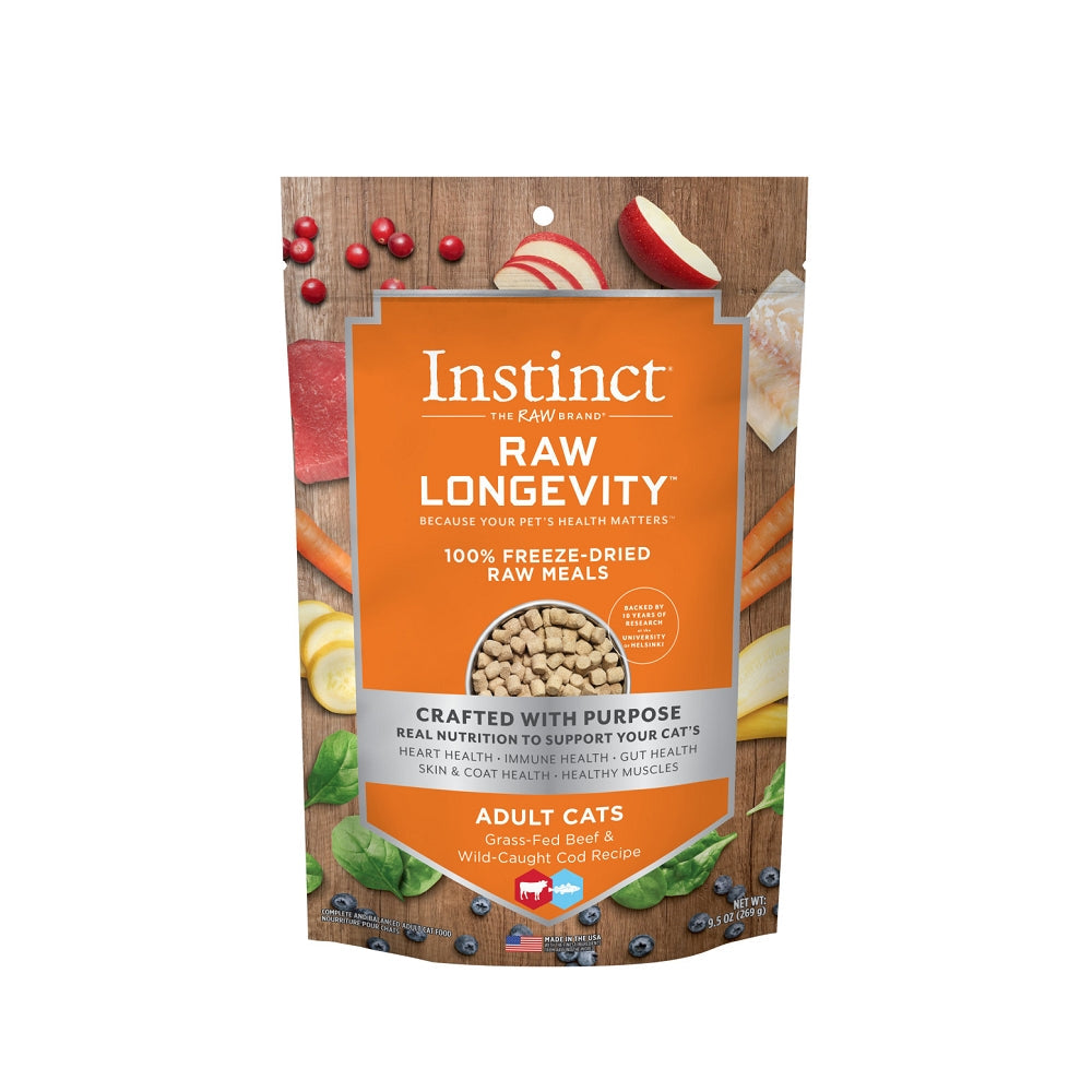 Premium Freeze-Dried Raw Cat Food - Beef & Cod Recipe for Longevity & Health | High-Protein, Grain-Free, All-Natural | Perfect for Indoor Cats, Kittens & Senior Cats