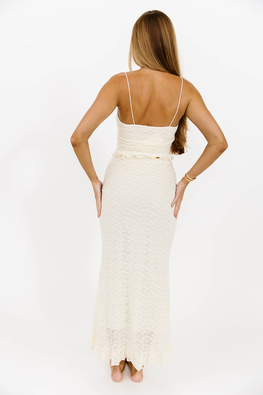 Mika Lace Cami and Skirt Set - Cream Lace Bodysuit & Flowy Skirt Outfit for Women | Perfect for Date Night, Bridal Shower & Summer Vacation