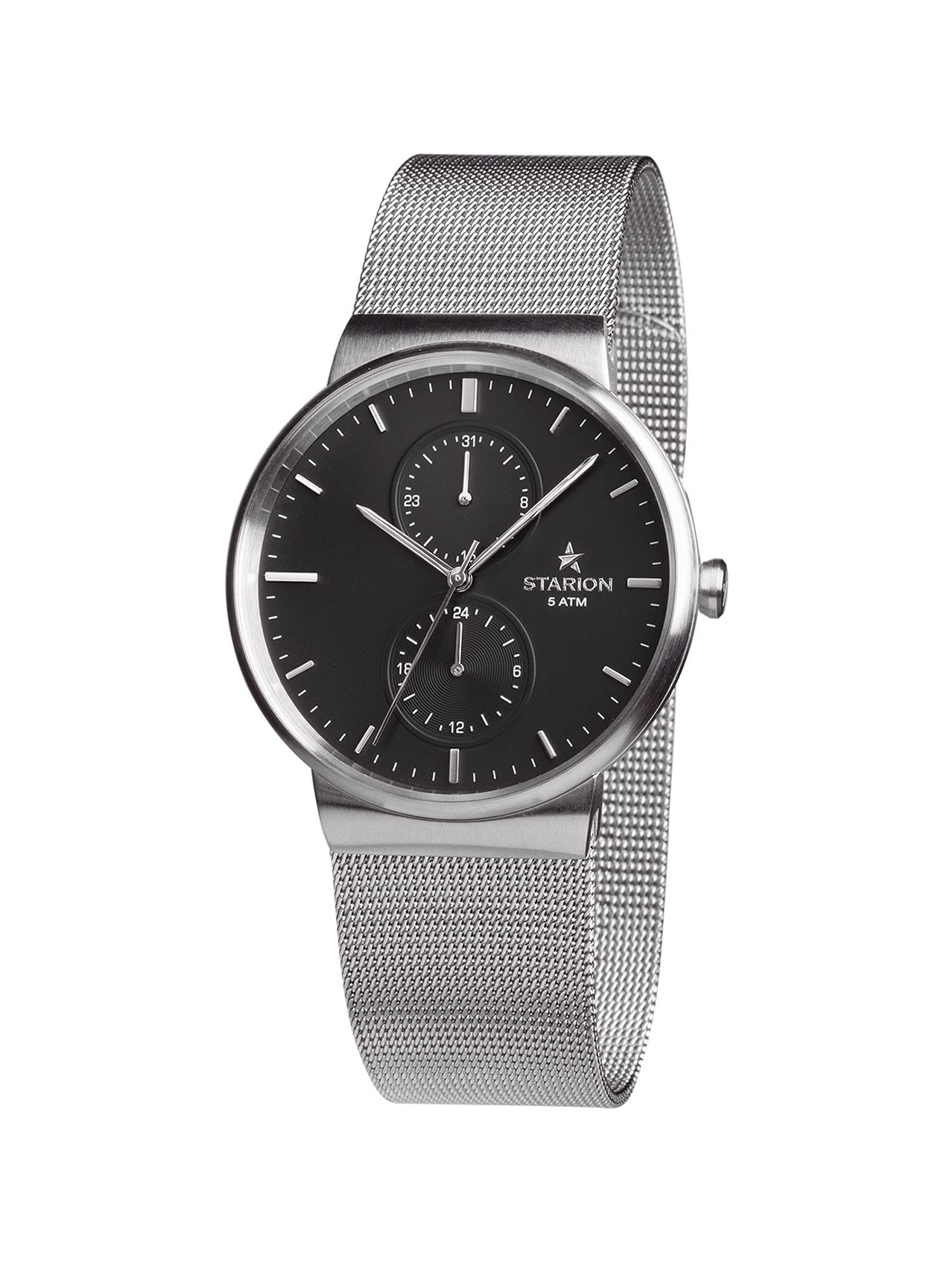 STARION Men's Slate Watch - Japanese Quartz, Water Resistant, Mesh Band for Outdoor & Business