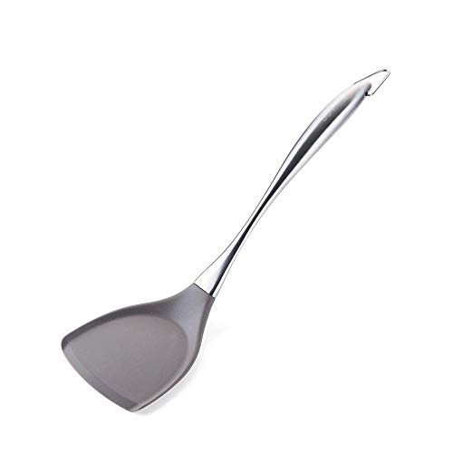 SJYDQ Silicone Spatula with Stainless Steel Handle - Nonstick Kitchen Utensil Set for Cooking, Baking & Flipping - Heat Resistant Soup Spoon & Cooking Shovel (Color: Black) - Perfect for Nonstick Pans, Mixing Bowls & Everyday Kitchen Tasks