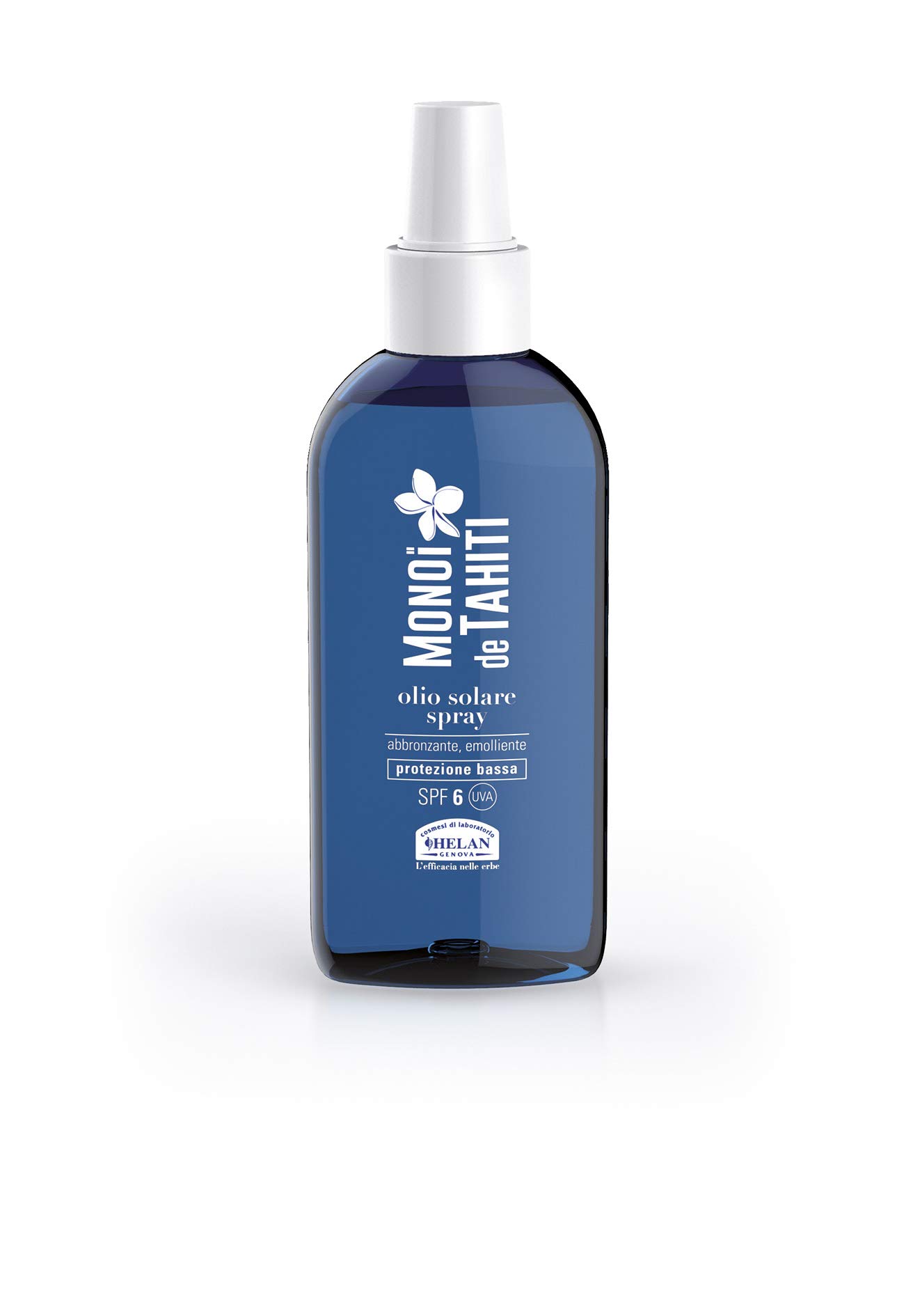Helan Monoi De Tahiti Tanning Oil with Coconut Oil - SPF 6 Sun Protection Body & Face Oil, Water-Resistant Natural Tan Accelerator Spray (150ml) - Made in Italy - Perfect for Beach, Pool & Summer Vacation Skin Care