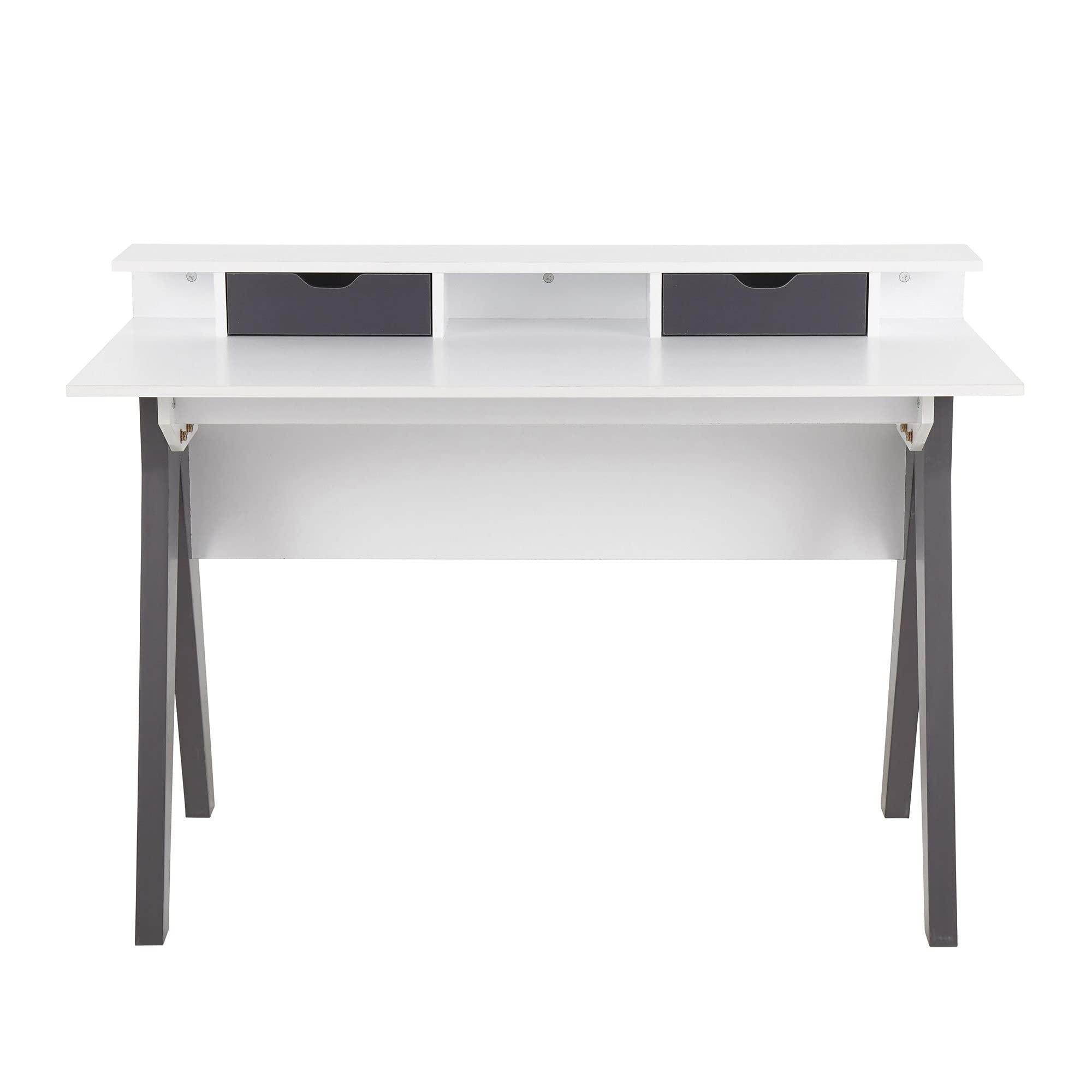 LumiSource Wishbone White Desk - Modern Home Office & Computer Desk with Drawers, Compact Writing Desk for Small Spaces, Bedroom & Gaming Setup - Perfect for Remote Work, Study & PC Gaming Stations