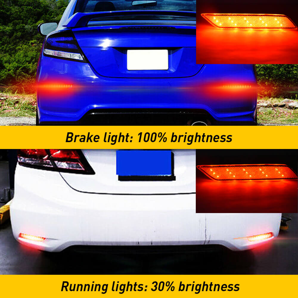 LED Rear Bumper Reflector Brake Tail Lights for 2013-2015 Honda Civic - High Visibility Safety Lights for Night Driving & Car Customization