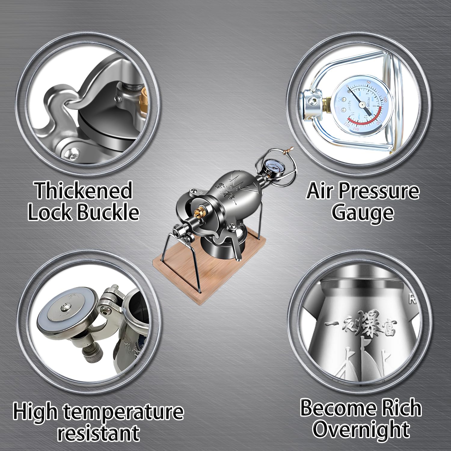 Stainless Steel Hot Air Popcorn Maker Machine - 260ml Large Capacity for Home Theater, Movie Nights & Parties - Healthy Oil-Free Snack Popper for Family Fun