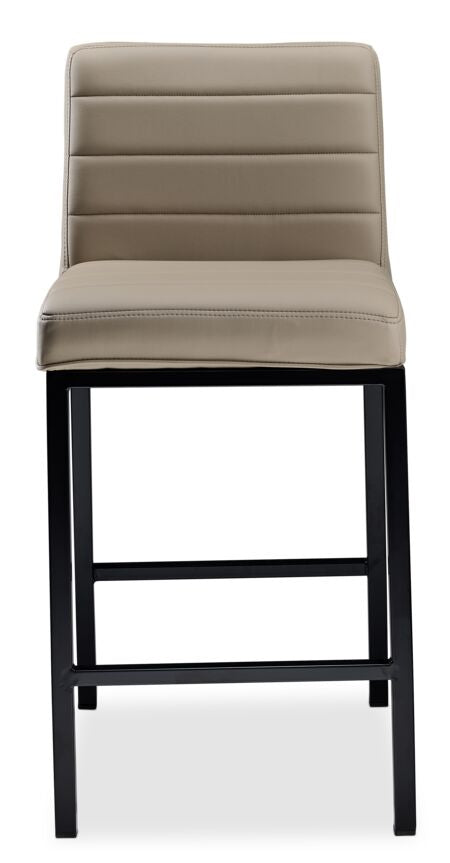 Amos Counter Height Stool - Beige PU Leather Bar Stool with Backrest for Kitchen Island, Breakfast Nook & Home Decor
