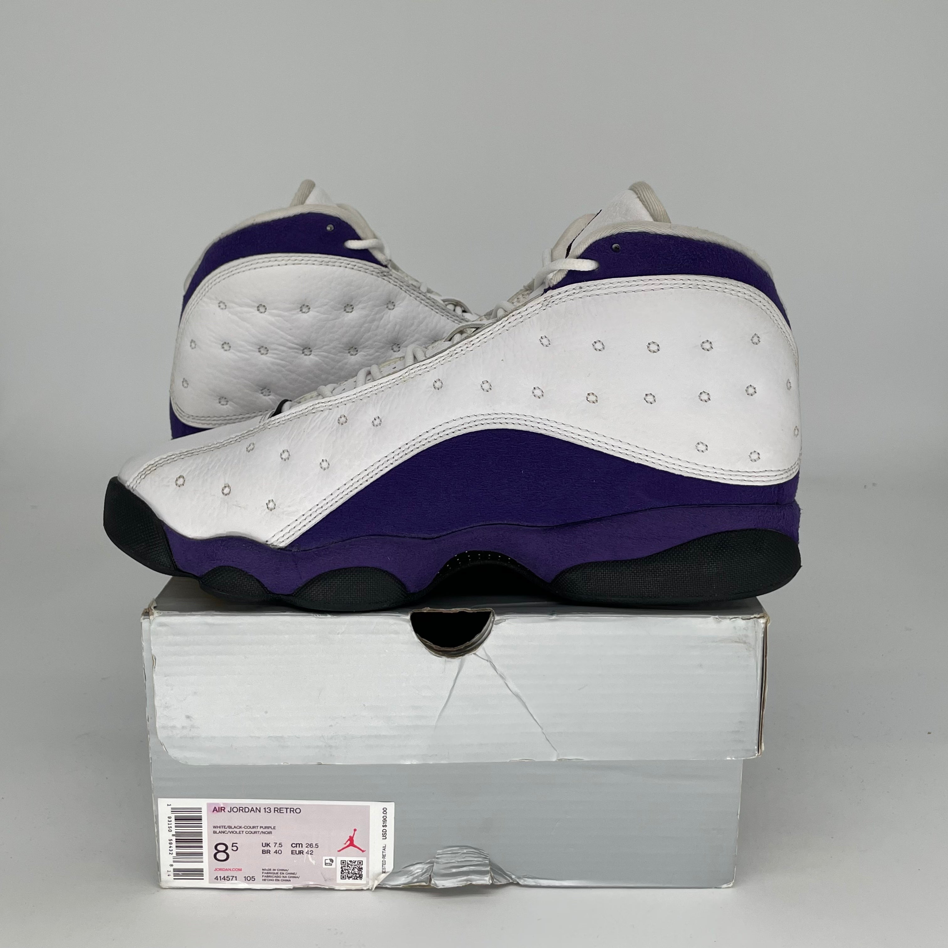 AIR JORDAN 13 Retro Lakers Purple Gold Men's Basketball Shoes Size 8.5/10W - Style 414571-105 | Perfect for NBA Games, Streetwear & Sneaker Collection