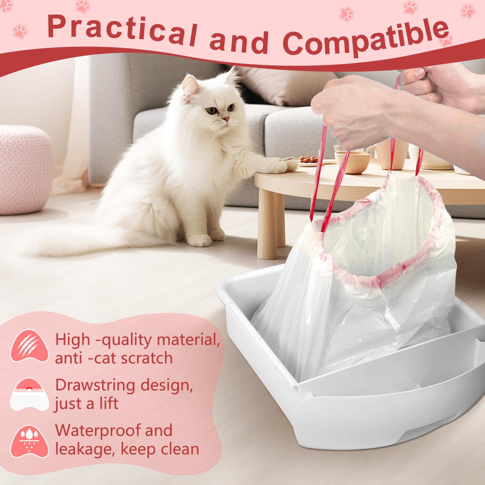 Premium Cat Litter Box Liners 120 Count - Extra Thick Leak-Proof Waste Bags for Cleanpethome Self-Cleaning Litter Box | Heavy Duty Disposable Liners for Automatic Cat Toilets & Home Trash Use | Perfect for Multi-Cat Households & Odor Control