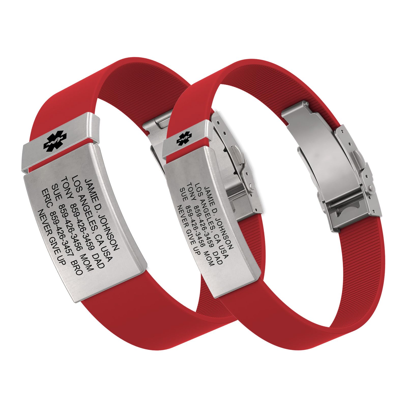 ROAD iD Personalized Medical ID Bracelet - Premium Silicone Wristband with Engraved Medical Alert Badge & Secure Clasp - Ideal for Runners, Cyclists & Emergency Medical Identification