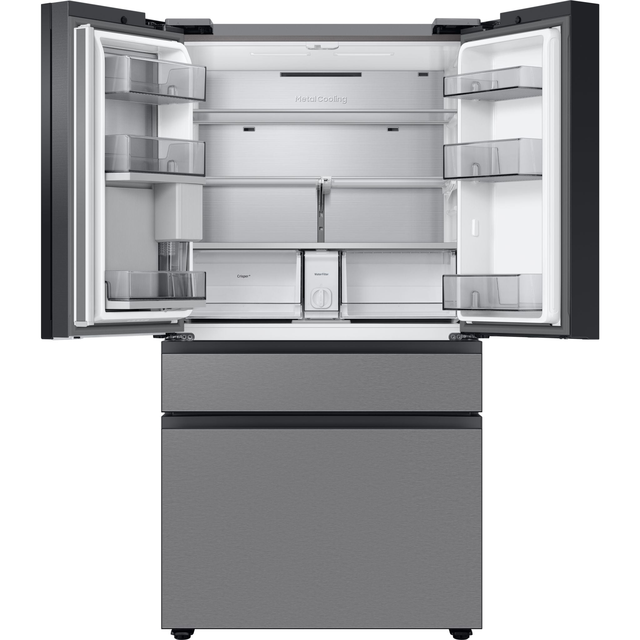 Samsung Bespoke 4-Door Flex Counter Depth Refrigerator RF23BB8600QL - Smudge-Proof Stainless Steel Smart Fridge with Family Hub & Beverage Center - Perfect for Modern Kitchens & Open-Concept Homes