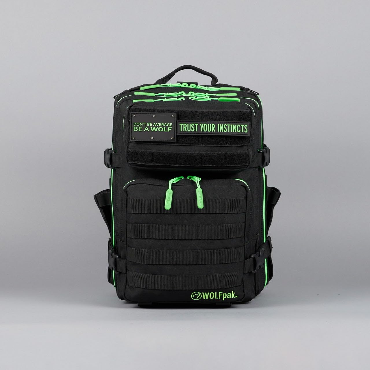WOLFpak 25L Tactical Backpack - Durable Waterproof Hiking Backpack for Men & Women (Black Neon Green) - Perfect for Outdoor Adventures, Travel & Daily Commute