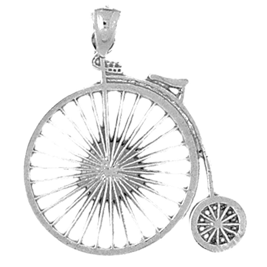 18K White Gold Bicycle Pendant Necklace for Women & Men - Handcrafted in USA - Perfect Gift for Cyclists & Jewelry Lovers - Ideal for Birthdays, Anniversaries & Sports Enthusiasts