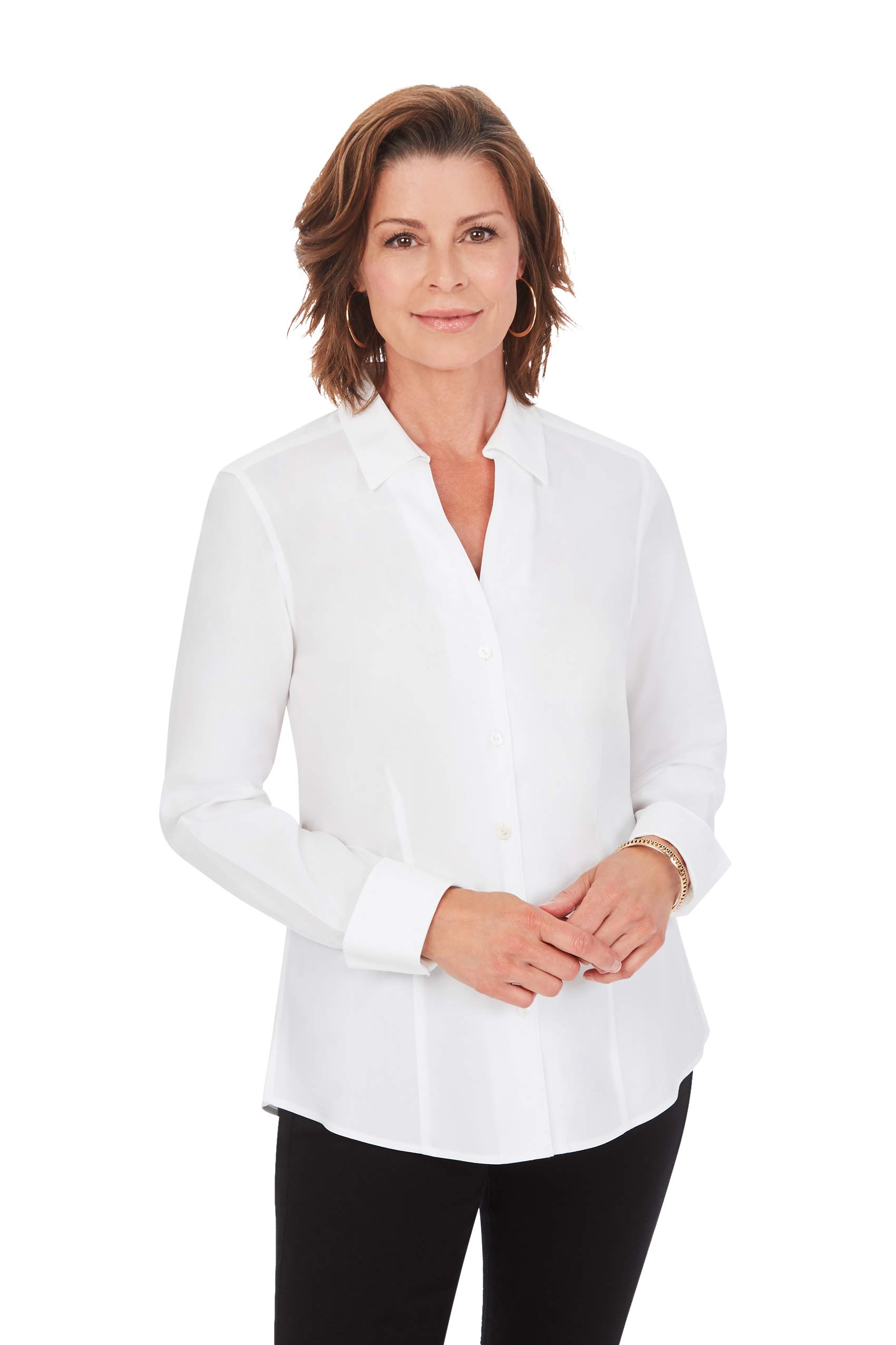 Foxcroft Women's Long Sleeve Lauren Essential Non-Iron Shirt - Comfortable Office Wear & Business Casual Blouse for Professional Women