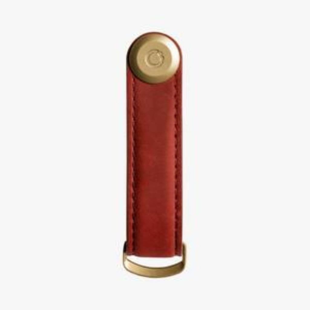 Orbitkey Genuine Leather Key Organizer - Crazy Horse Maple Red with Red Stitching | Compact Key Holder for Home, Office & Travel | Premium Keychain Accessory for Men & Women