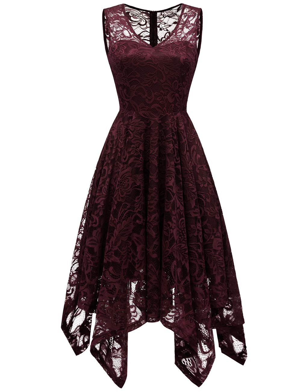 Meetjen Women's Elegant Cocktail Party Dress 2025 - Lace Handkerchief Hem Formal Gown for Wedding Guest, Bridesmaid & Prom | Perfect for Evening Galas, Anniversary Dinners & Special Occasions