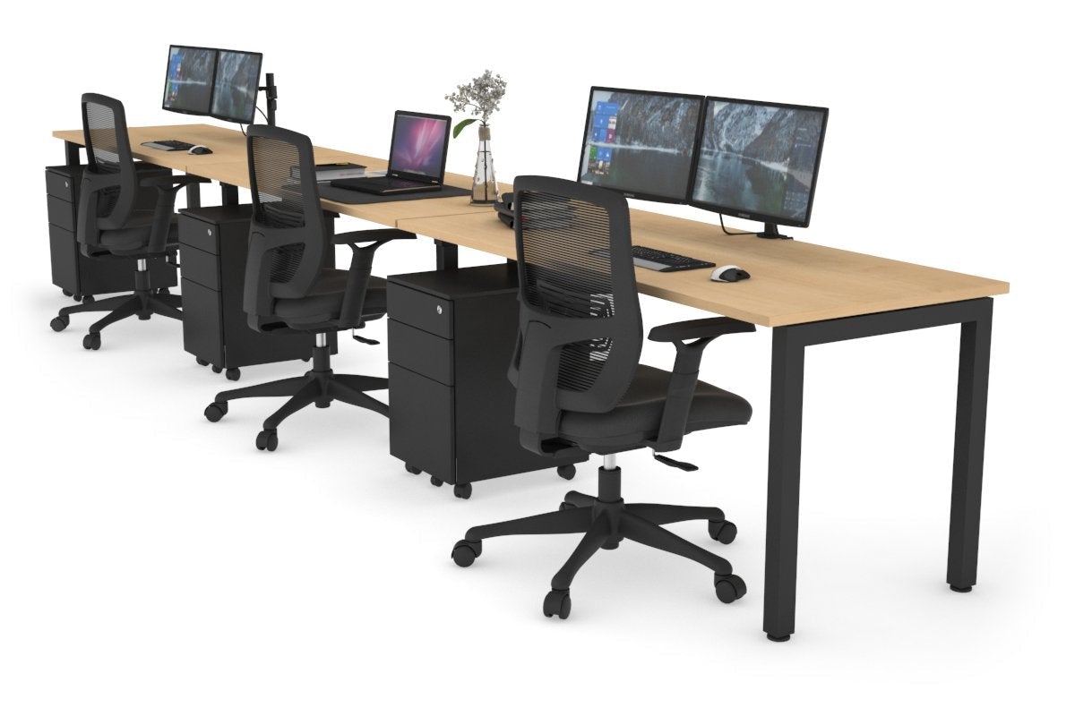 Quadro Square Legs 3-Person Office Workstation Desk [1400L x 700W] - Perfect for Collaborative Workspaces, Team Projects & Open Office Environments