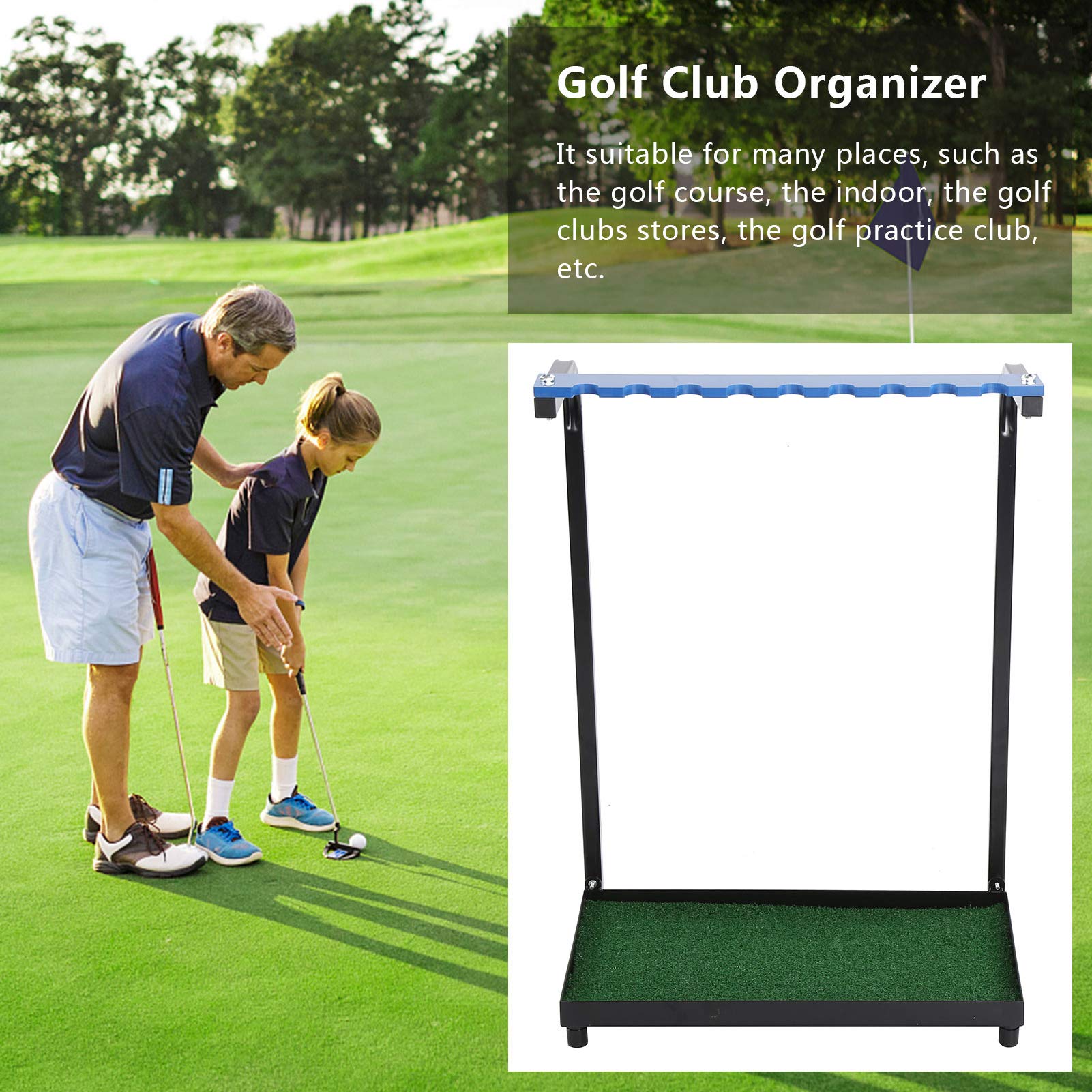 Keenso Golf Club Organizer - 9 Hole Steel Golf Club Storage Rack Holder | Perfect for Home, Garage & Golf Course Organization | Durable Golf Accessory for Easy Club Storage & Display
