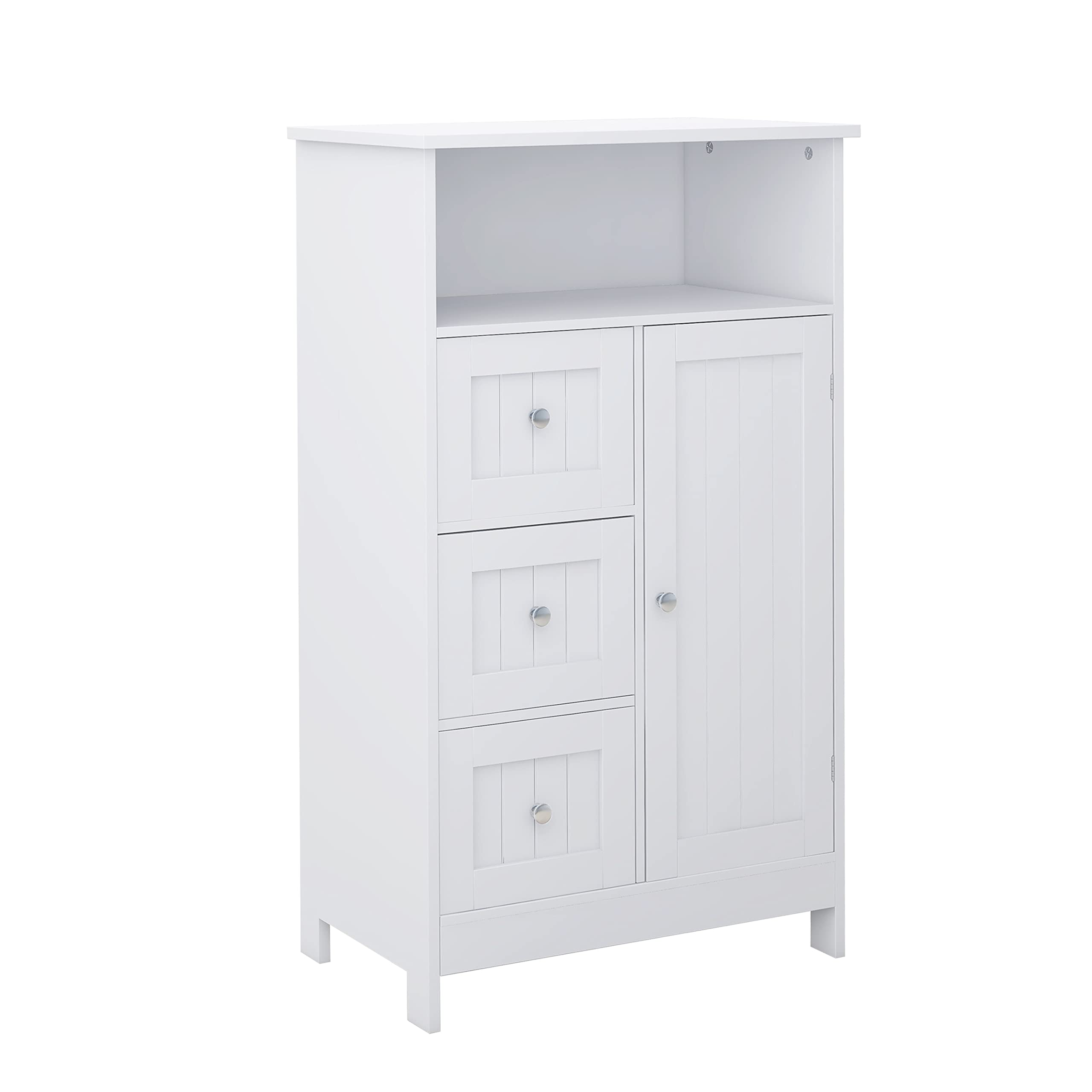 Modern White Bathroom Cabinet with 3 Drawers - Freestanding Storage for Bathroom, Bedroom & Living Room
