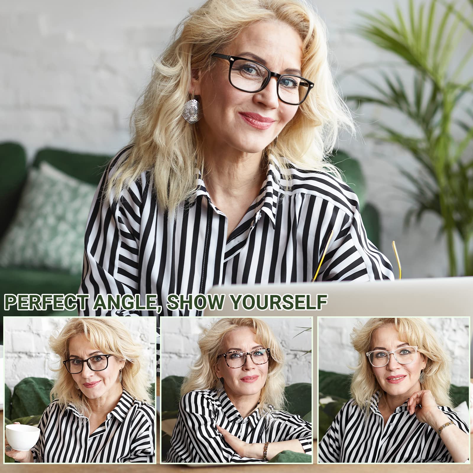 CCVOO Blue Light Blocking Reading Glasses for Women & Men - Anti Glare Computer Glasses for Screen Time, Reading & Office Work - Fashionable Eyewear with UV Protection (1.0-3.5 Strength)