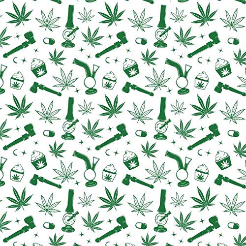 Premium Marijuana Theme Gift Wrap Paper - 2 Sheets (15 sq. ft) with Pipe & Edibles Design - Perfect for Stoner Gifts, 420 Parties & Cannabis Enthusiasts