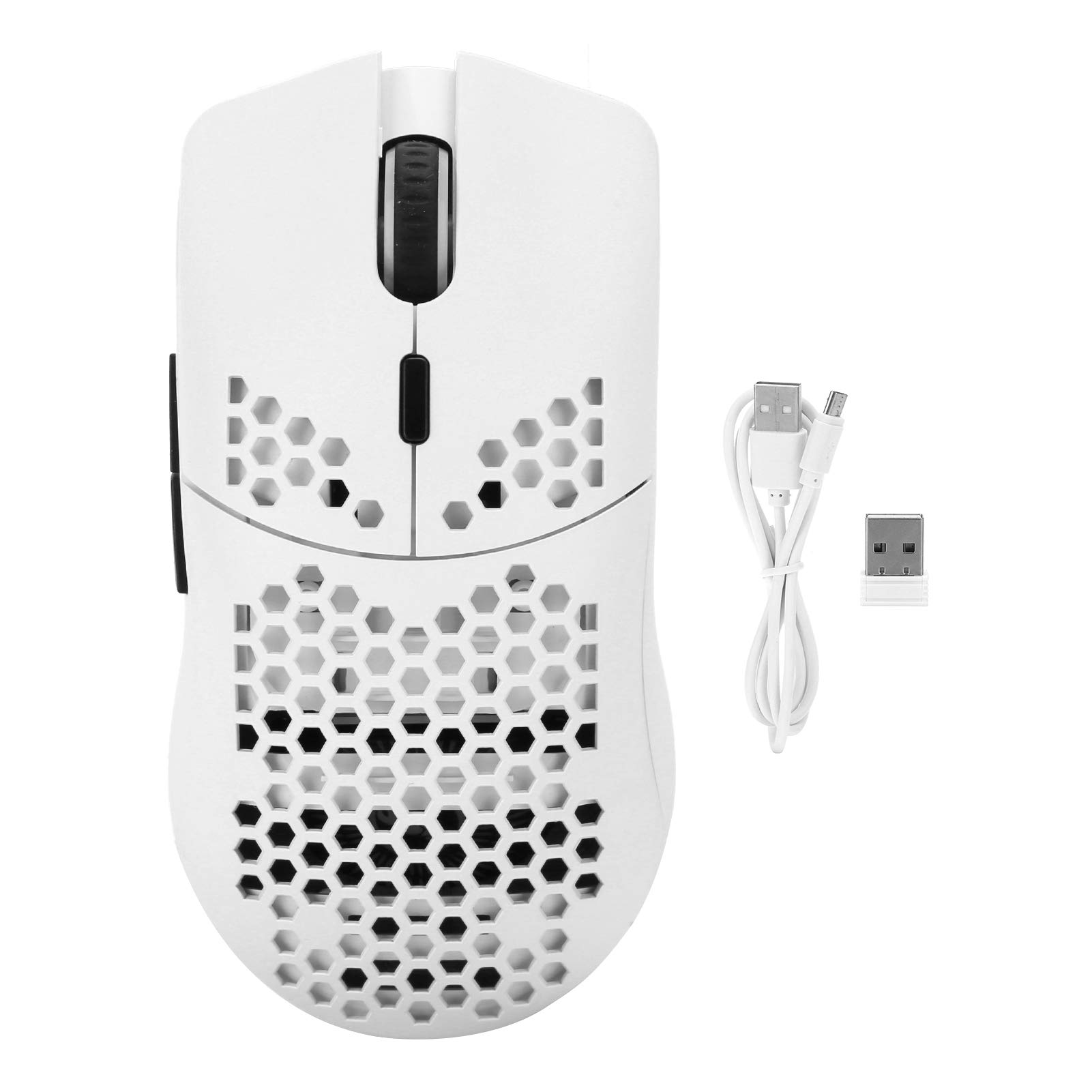 Zunate Wireless Gaming Mouse - 2.4GHz Hollow RGB Mouse with 3600DPI & 6 Programmable Buttons for PC, Laptop, Computer (White) - Perfect for FPS, MOBA Games & Office Work