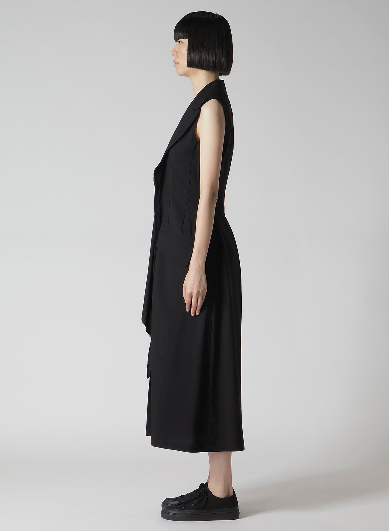 Elegant Cu/W High Twisted Gabardine Front Draped Sleeveless Dress for Women | Formal & Cocktail Party Wear | Office & Evening Occasion Outfit
