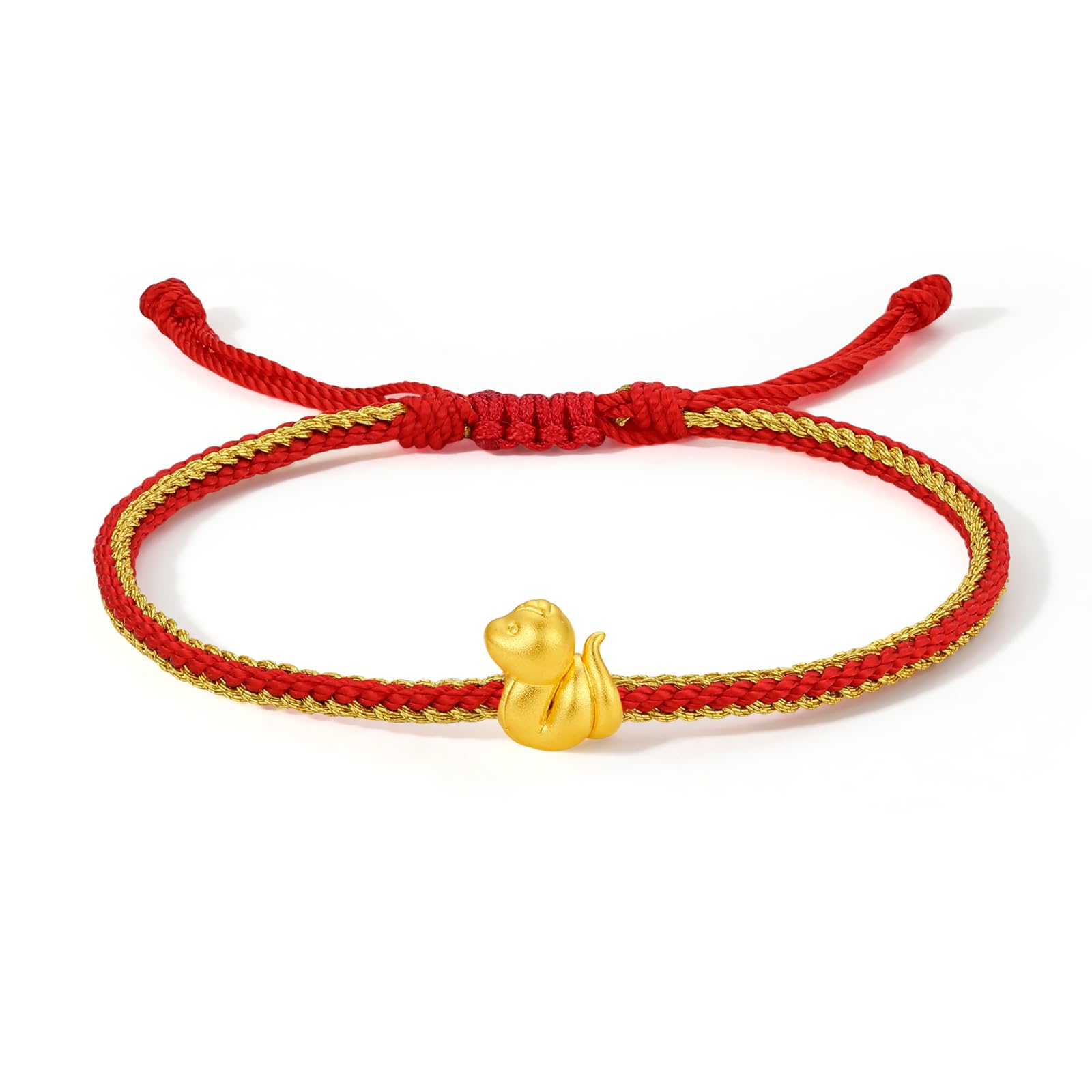 24K Gold Plated Snake Charm Bracelet - Adjustable Red String Zodiac Animal Bracelet with Lucky Charms for Protection & Good Luck - Chinese New Year Jewelry Gift for Women & Men - Perfect for Festivals, Gifting & Daily Wear