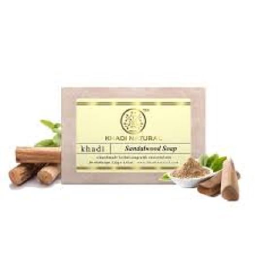 Pure Khadi Natural Sandalwood Soap for Acne Treatment | 100% Herbal Handmade Soap for All Skin Types | Organic Bath Soap for Sensitive & Dry Skin | Perfect for Daily Cleansing, Spa & Ayurvedic Skincare Routine