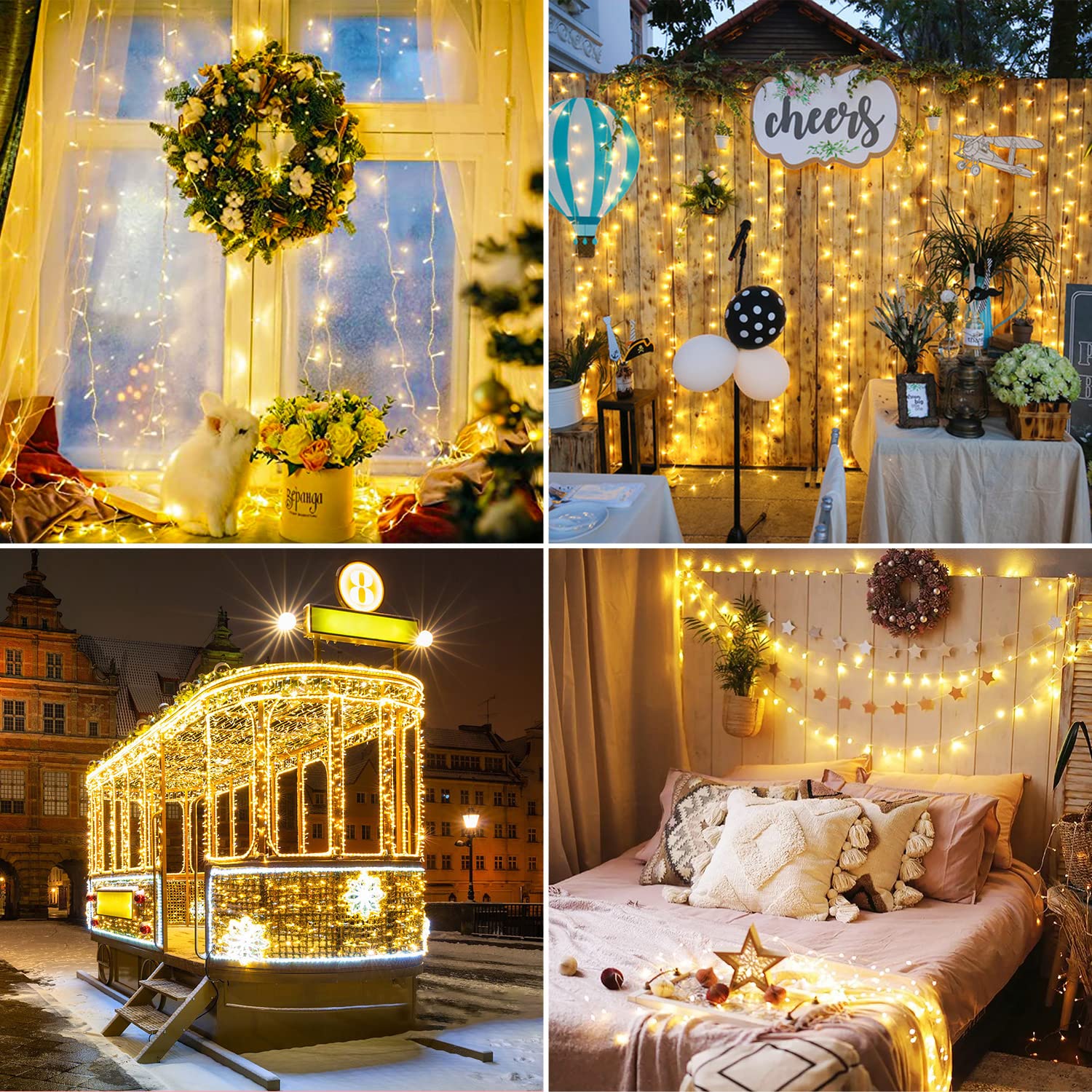JMEXSUSS 250 LED Connectable Christmas Lights - 91.5ft Warm White String Lights with 8 Modes for Indoor Outdoor Use - Perfect for Christmas Tree, Party, Wedding, Garden & Home Decoration
