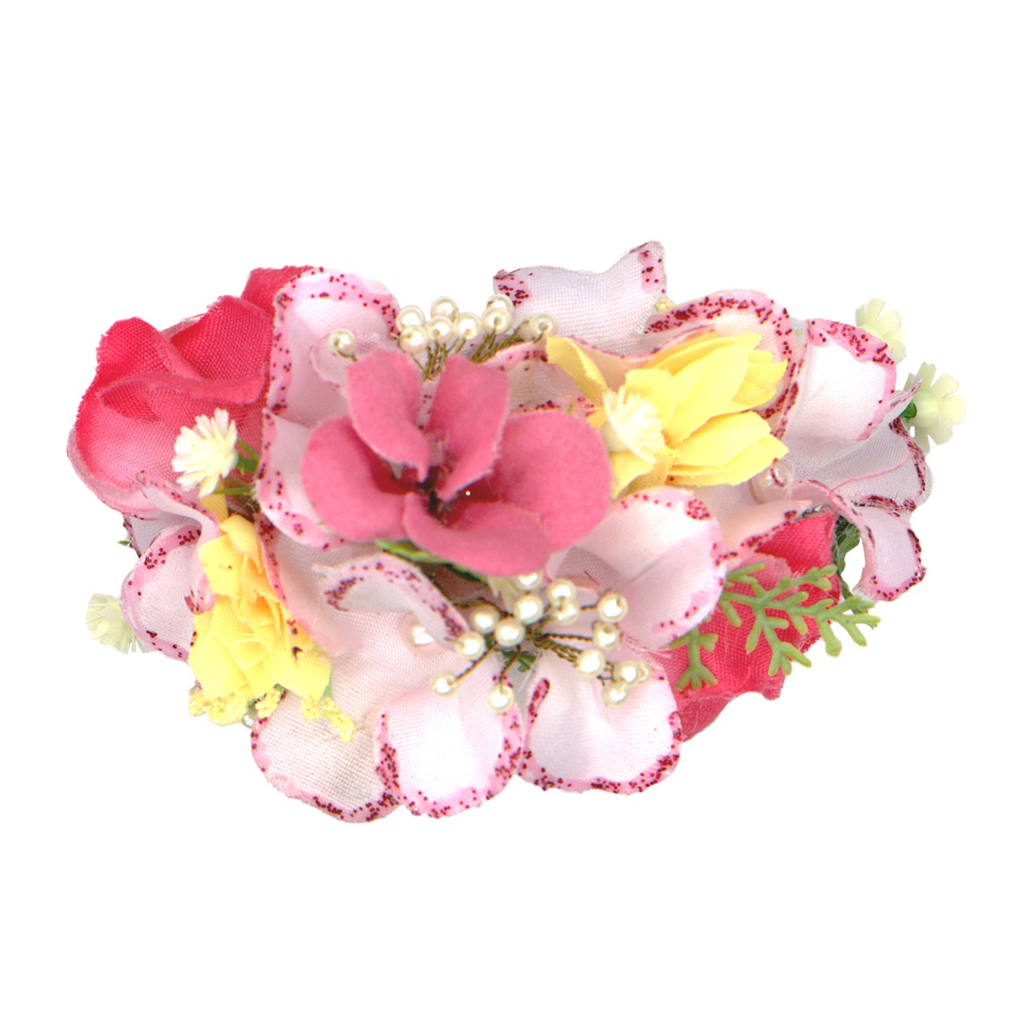 AmberRoze Pink Hydrangea Plastic Hair Clips for Women - Cute Floral Hair Accessories for Girls, Bridal, Wedding, Party & Everyday Use