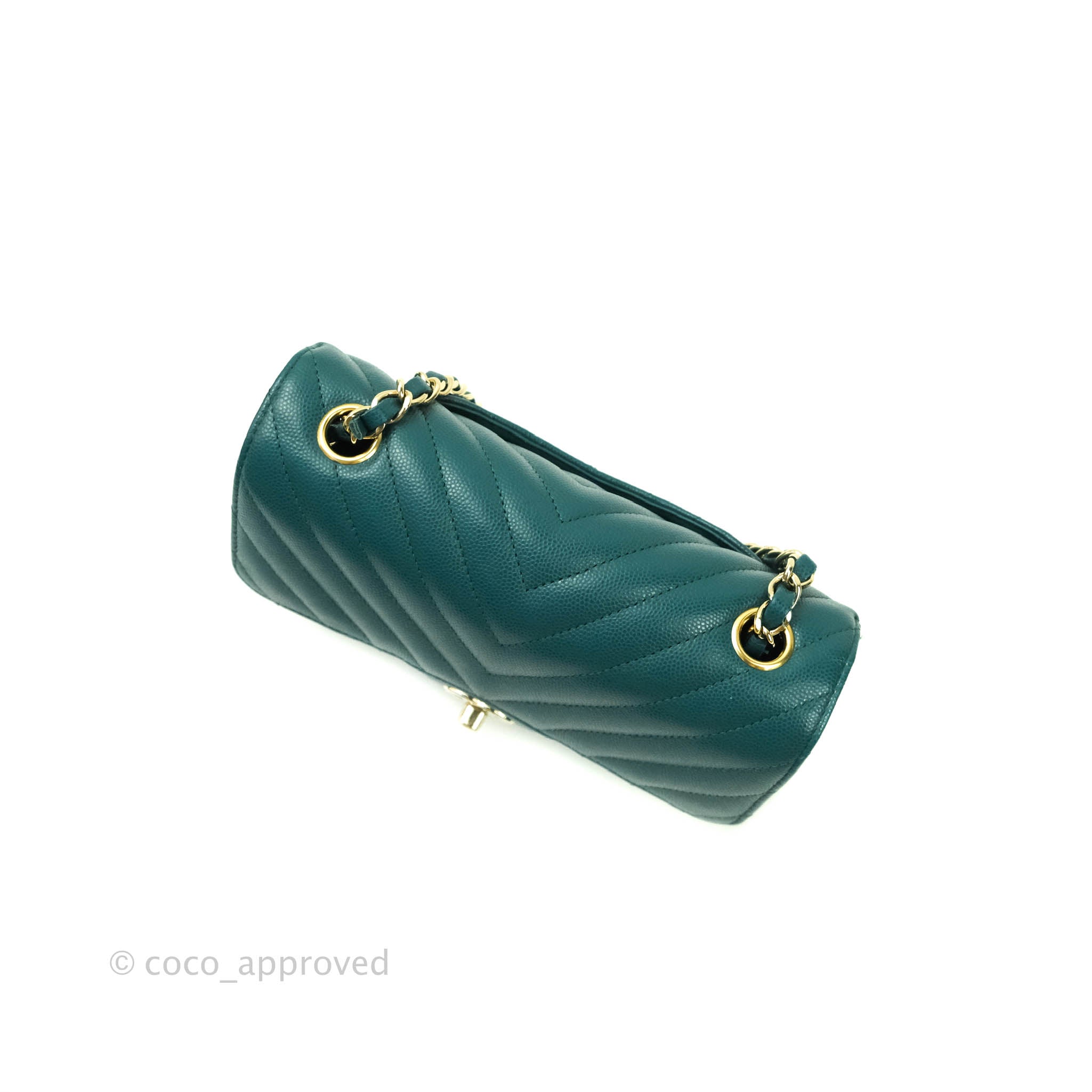Chanel Chevron Mini Rectangular Caviar Leather Flap Bag - Dark Green with Gold Hardware | Luxury Crossbody Purse for Women, Perfect for Evening Events & Date Nights