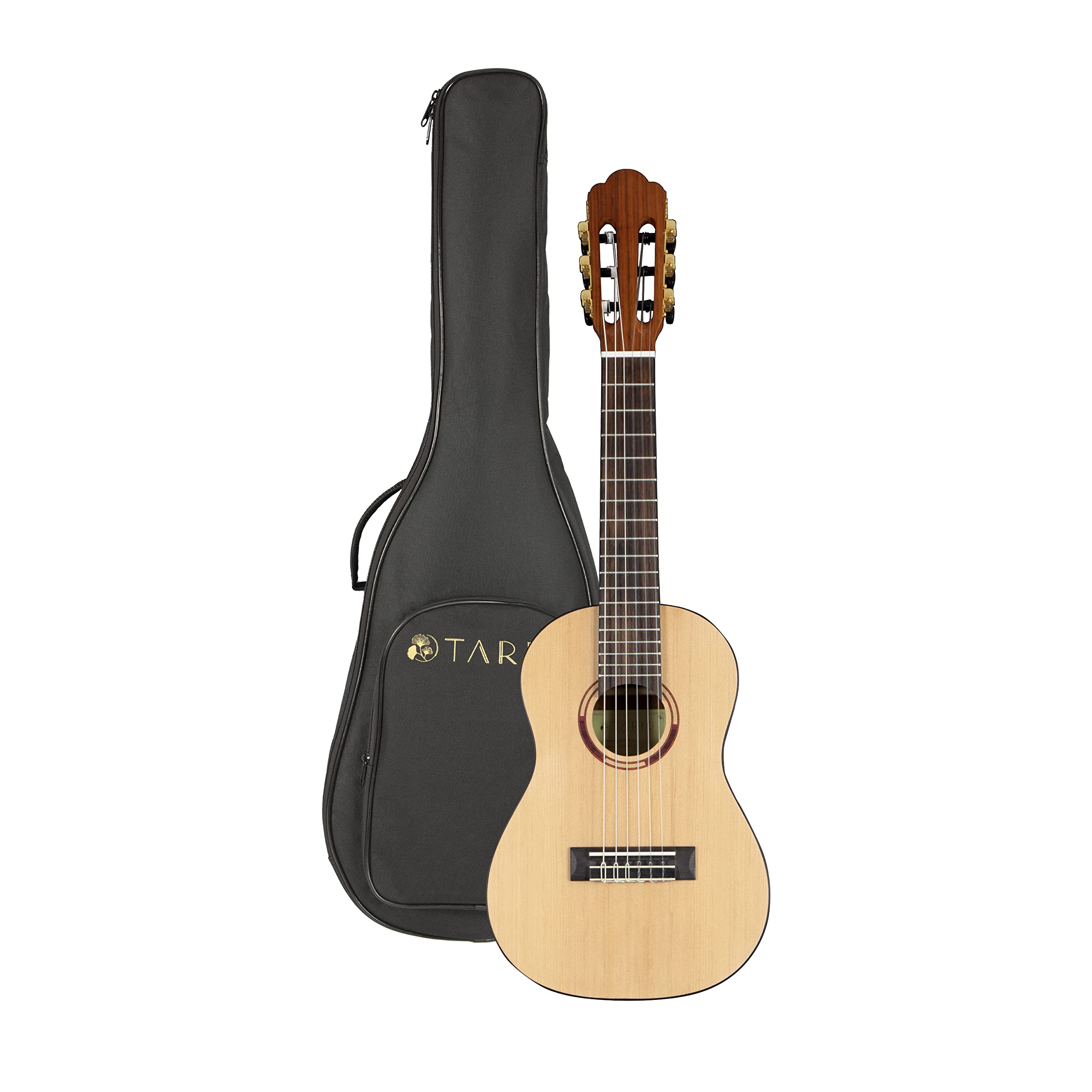 TARIO 1/4 Size 30-inch Acoustic Classical Travel Guitar - Spruce Top, Mahogany Body & Okoume Neck with Carrying Case - Perfect for Beginners, Kids & Portable Music Practice