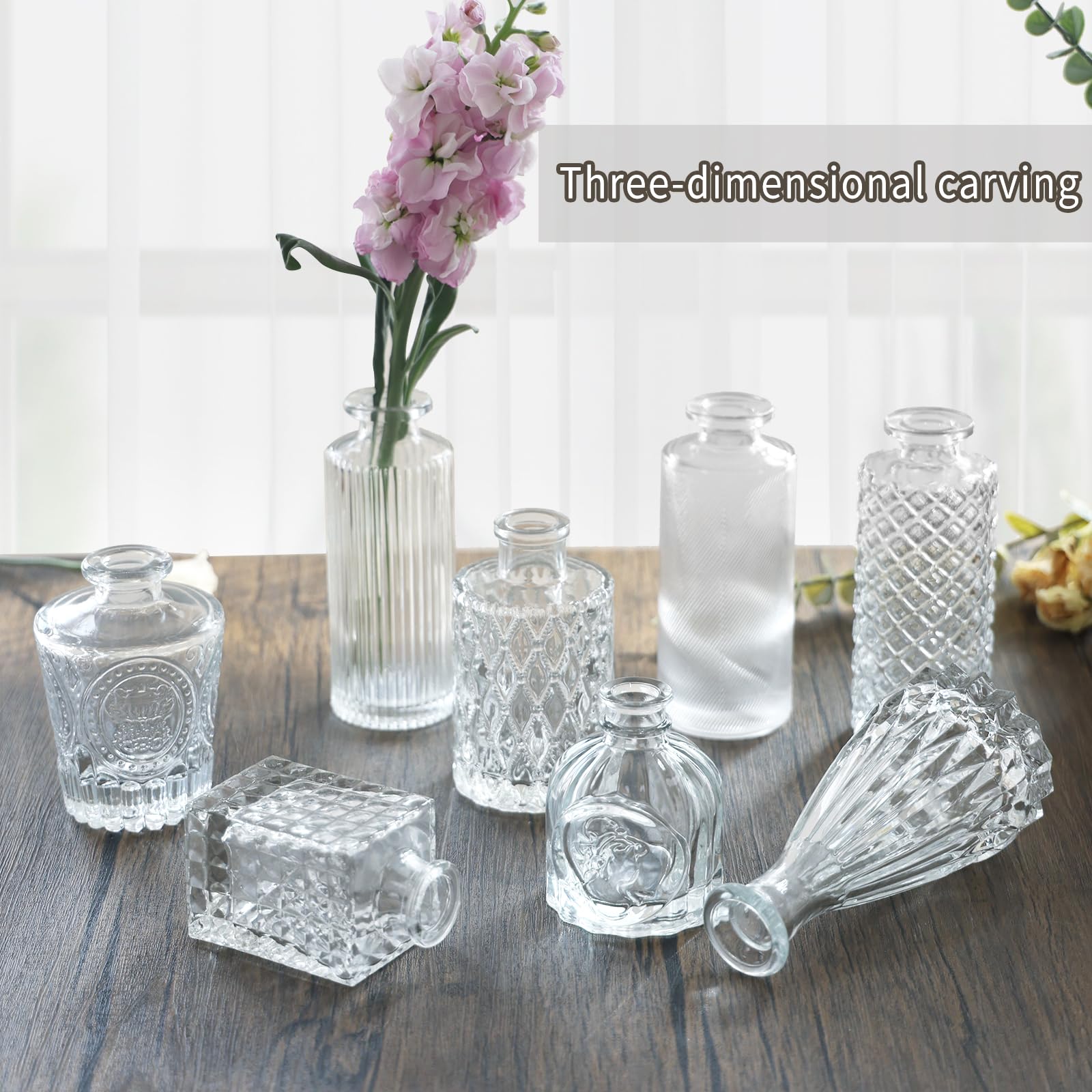 CUCUMI 24-Piece Clear Glass Bud Vase Set - Small Flower Vases for Wedding Centerpieces, Rustic Decor, Home Table Decorations - Perfect for Wedding Receptions, Bridal Showers, and Farmhouse Style Home Decor