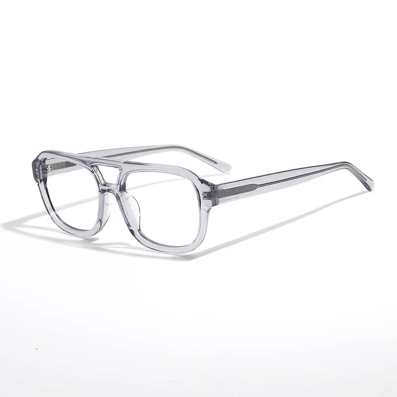 Stylish Unisex Black Acetate Square Frame Eyeglasses with Double Bridge - Perfect for Work, Reading & Fashion Accessories