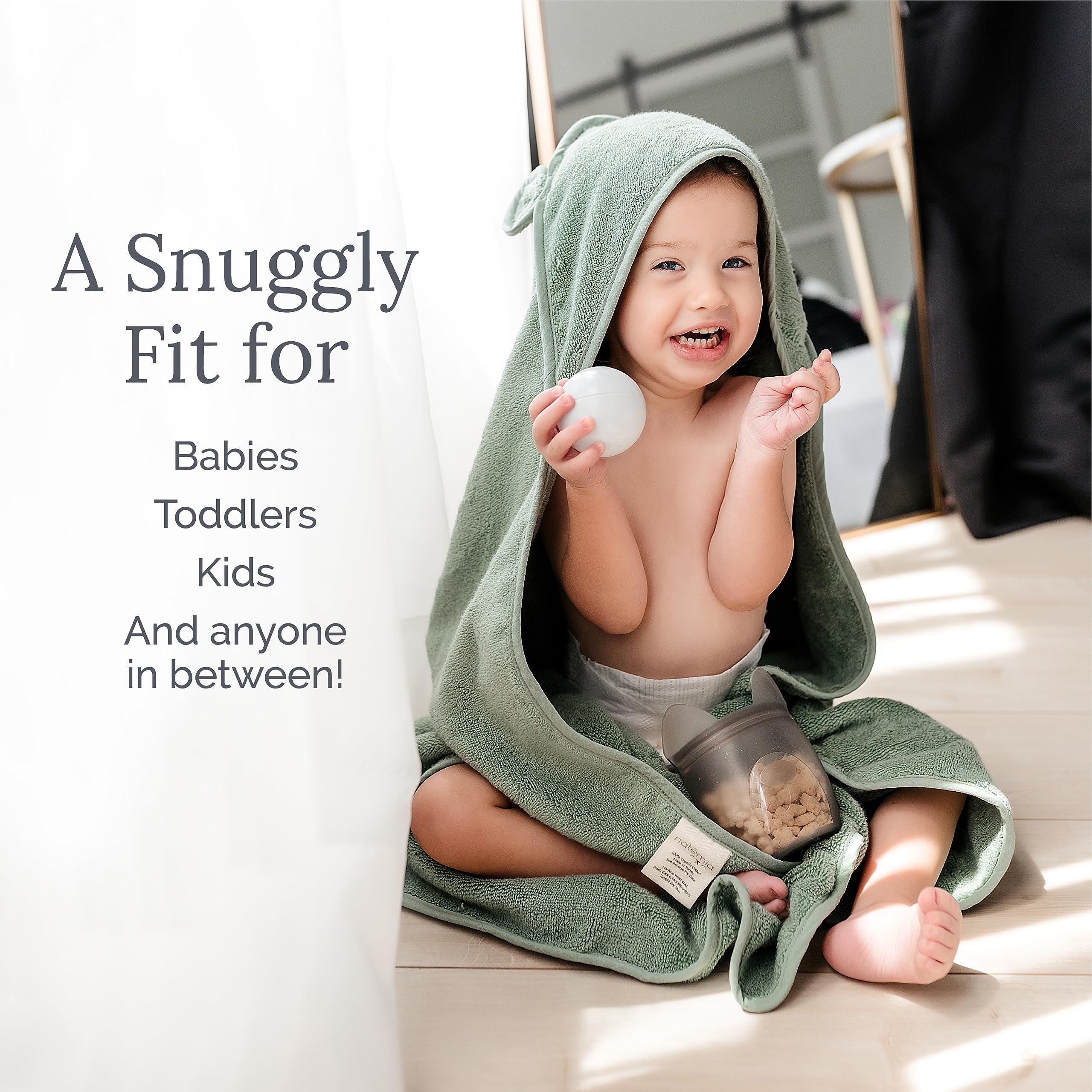 Natemia Premium Hooded Baby Bath Towels - 100% Turkish Organic Cotton, Ultra Soft & Absorbent, Award-Winning Toddler Towel for Boys & Girls, Perfect for Bath Time, Swimming & Spa Days - Ideal Baby Shower Gift & Registry Essential