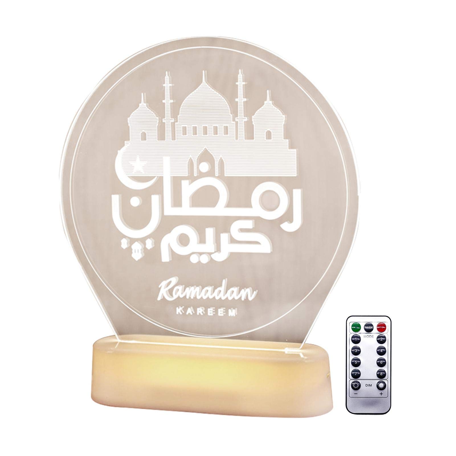 Ramadan Mubarak LED 3D Decorative Lights - Islamic Eid Wall Art with Hook & Suction Cup - Perfect for Home, Mosque & Festival Decorations