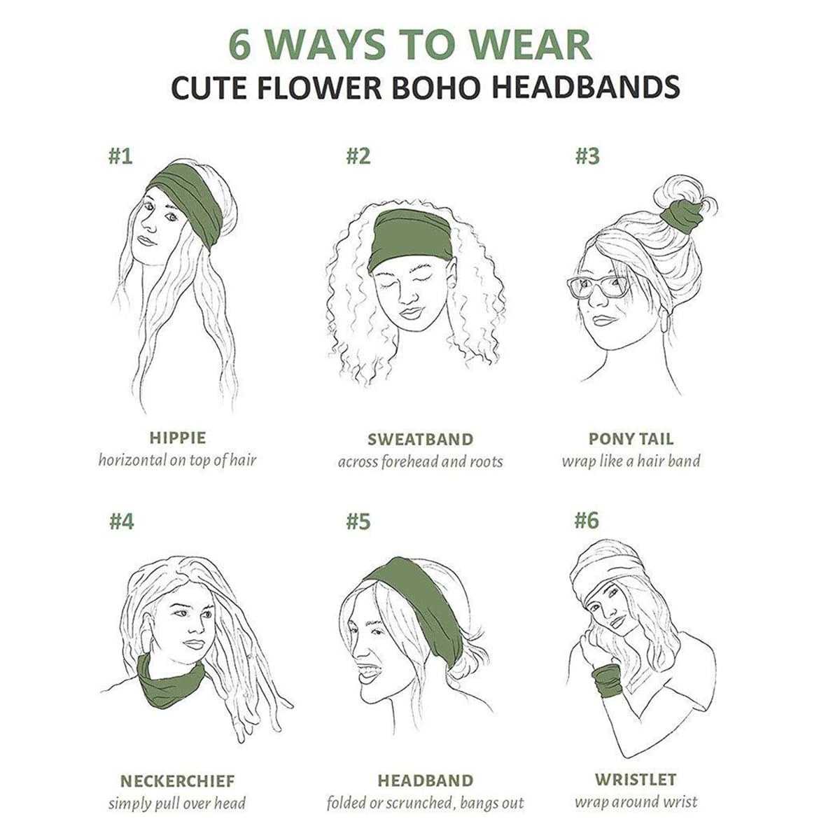 4 Pack Stretchy Soft Boho Headbands for Women - Floral Yoga Sports Hair Accessories - Fashionable Head Wraps for Ladies - Perfect for Workouts, Yoga, Running & Everyday Wear