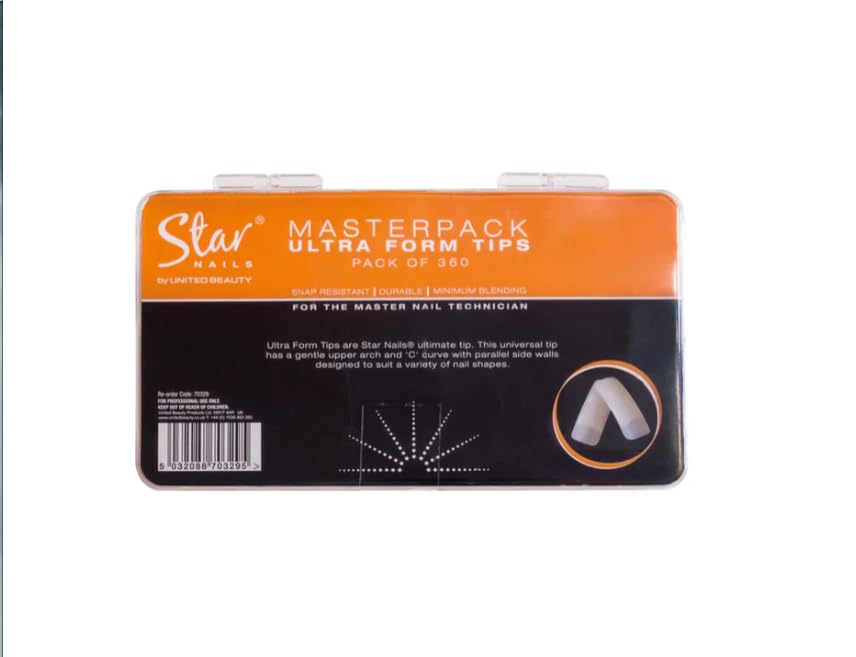 Star Nails Ultra Form Nail Tips - 360pcs Professional Acrylic Nail Kit for Salon & Home Manicure - Perfect for Nail Extensions, French Tips & Nail Art Designs