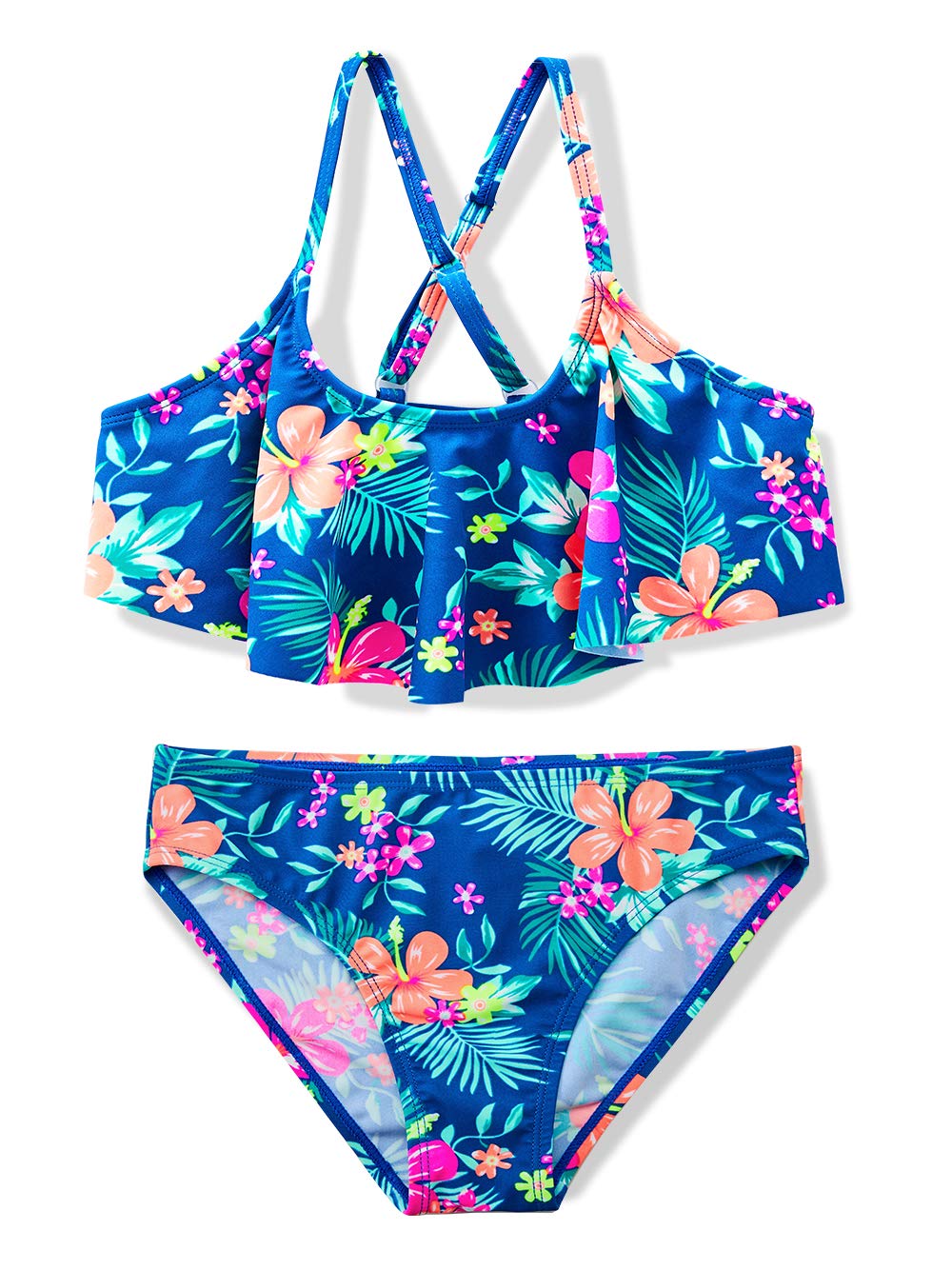 Girls Two Piece Swimsuits - Rainbow Bikini Sets with Adjustable Straps for Beach, Pool & Summer Vacation | Cute Bathing Suits for Teens & Kids